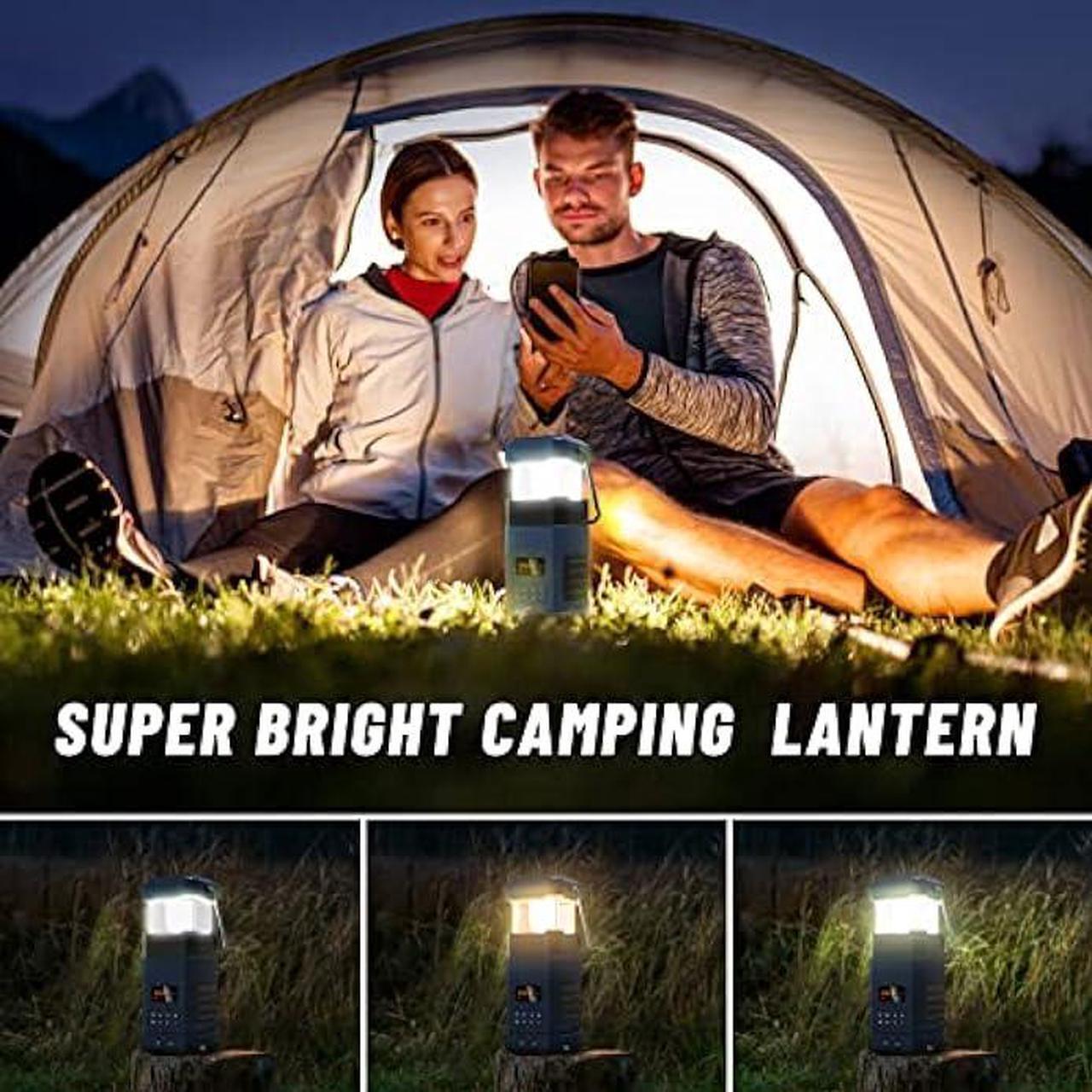 Alt view image 3 of 6 - Libovgogo DF-585 Emergency LED Camping Lantern,IPX5 Waterproof Stereo Bluetooth Speaker,Hand Crank NOAA Weather Alert Radio with Solar,Portable AM FM Radio with Flashlight,5000mAH Cell Phone Charger