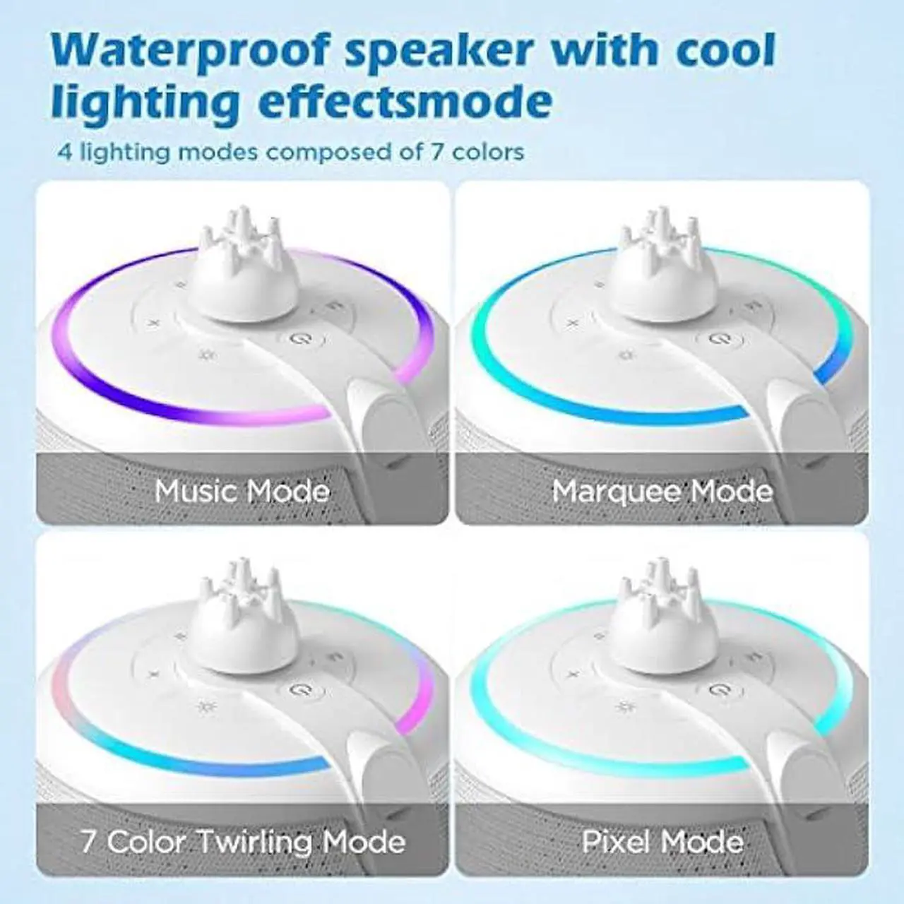 Alt view image 5 of 6 - Foifope Pool Speaker, Floating Waterproof Bluetooth Shower Speakers Portable Floating Bluetooth Wireless Waterproof Fountain Pool Speakers with Lights for Hot Tub Outdoor Bathroom Kids (White)