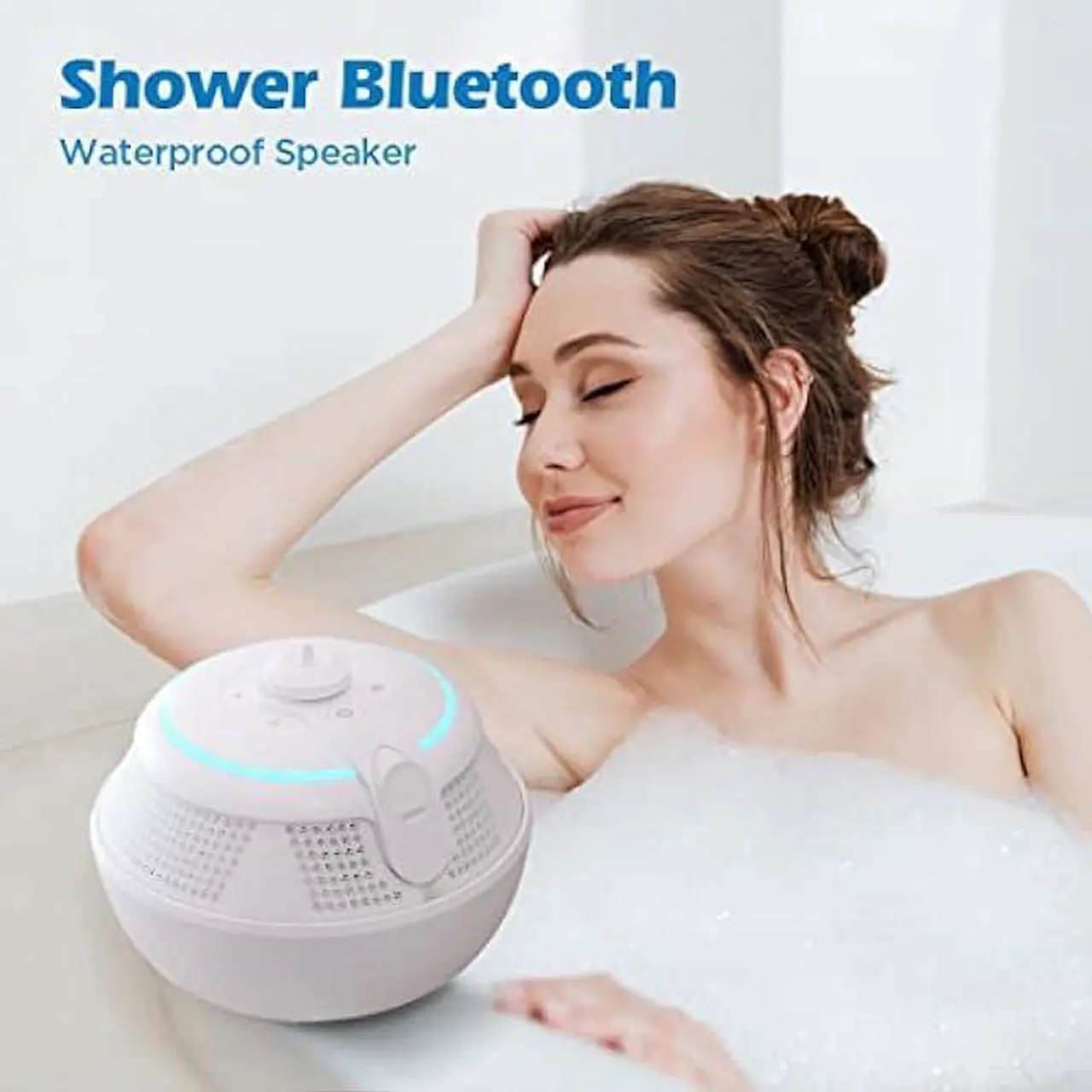 Alt view image 6 of 6 - Foifope Pool Speaker, Floating Waterproof Bluetooth Shower Speakers Portable Floating Bluetooth Wireless Waterproof Fountain Pool Speakers with Lights for Hot Tub Outdoor Bathroom Kids (White)