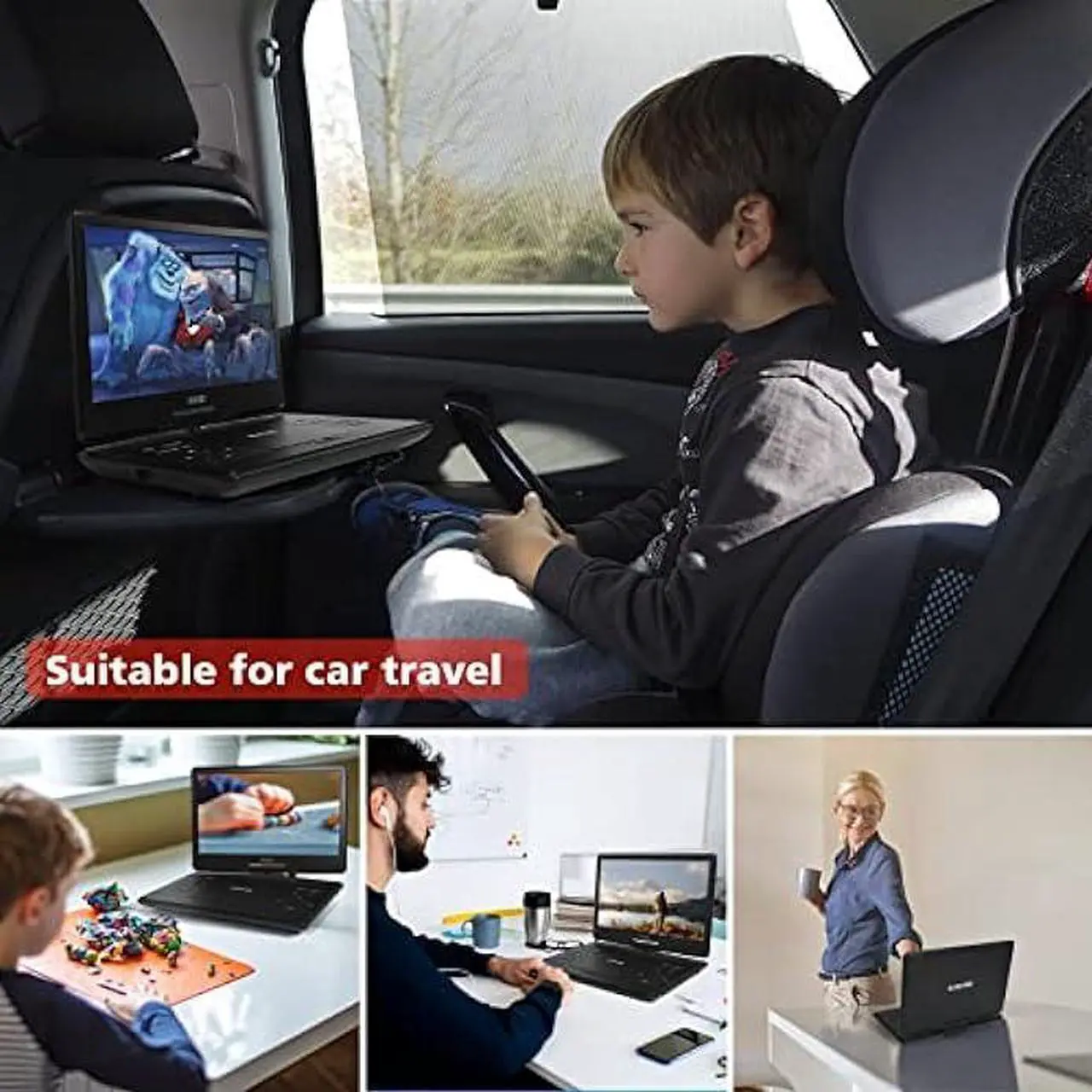 Alt view image 6 of 6 - 16.9 Portable DVD Player with 14.1 Large HD Screen,High Volume Speaker,with Extra Carrying Bag,Supports 6 Hours Built-in Battery and USB/SD Card/Sync TV [Not Support Blu-Ray]