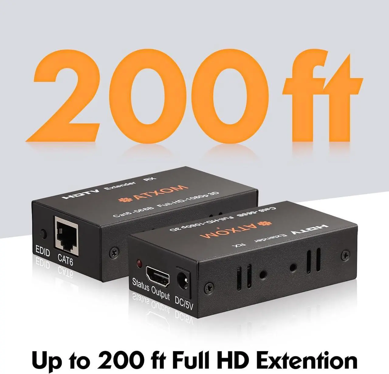 Alt view image 5 of 7 - ATXOM HDMI Over Ethernet Extender, Over Cat 5e/6/7, up to 200Ft, Full HD 1080P @ 60HZ, EDID Copy, Dolby Digital/DTS Compatible, Over Ethernet Full HD Signal Distribution, POC Transmitter and Receiver