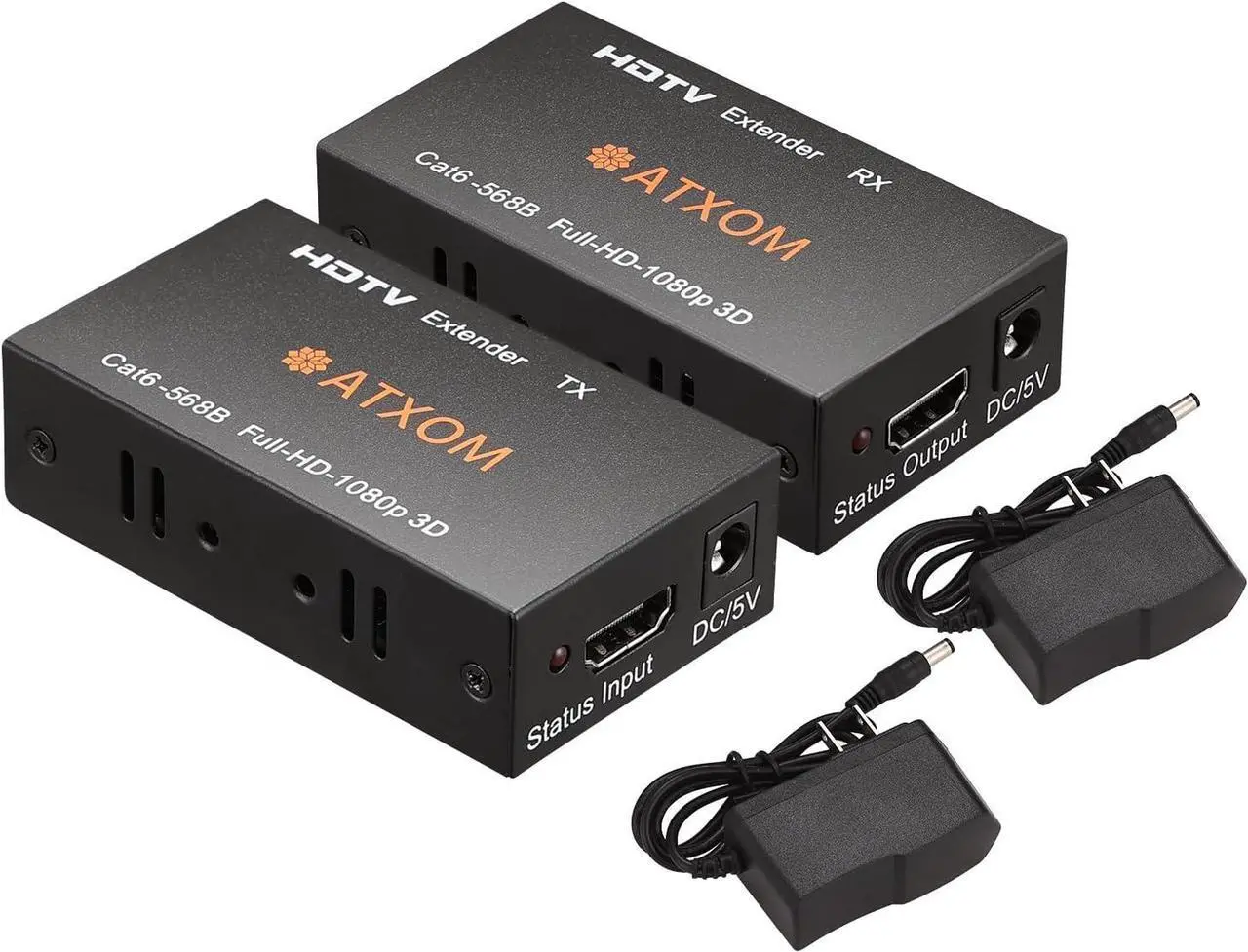 Alt view image 7 of 7 - ATXOM HDMI Over Ethernet Extender, Over Cat 5e/6/7, up to 200Ft, Full HD 1080P @ 60HZ, EDID Copy, Dolby Digital/DTS Compatible, Over Ethernet Full HD Signal Distribution, POC Transmitter and Receiver