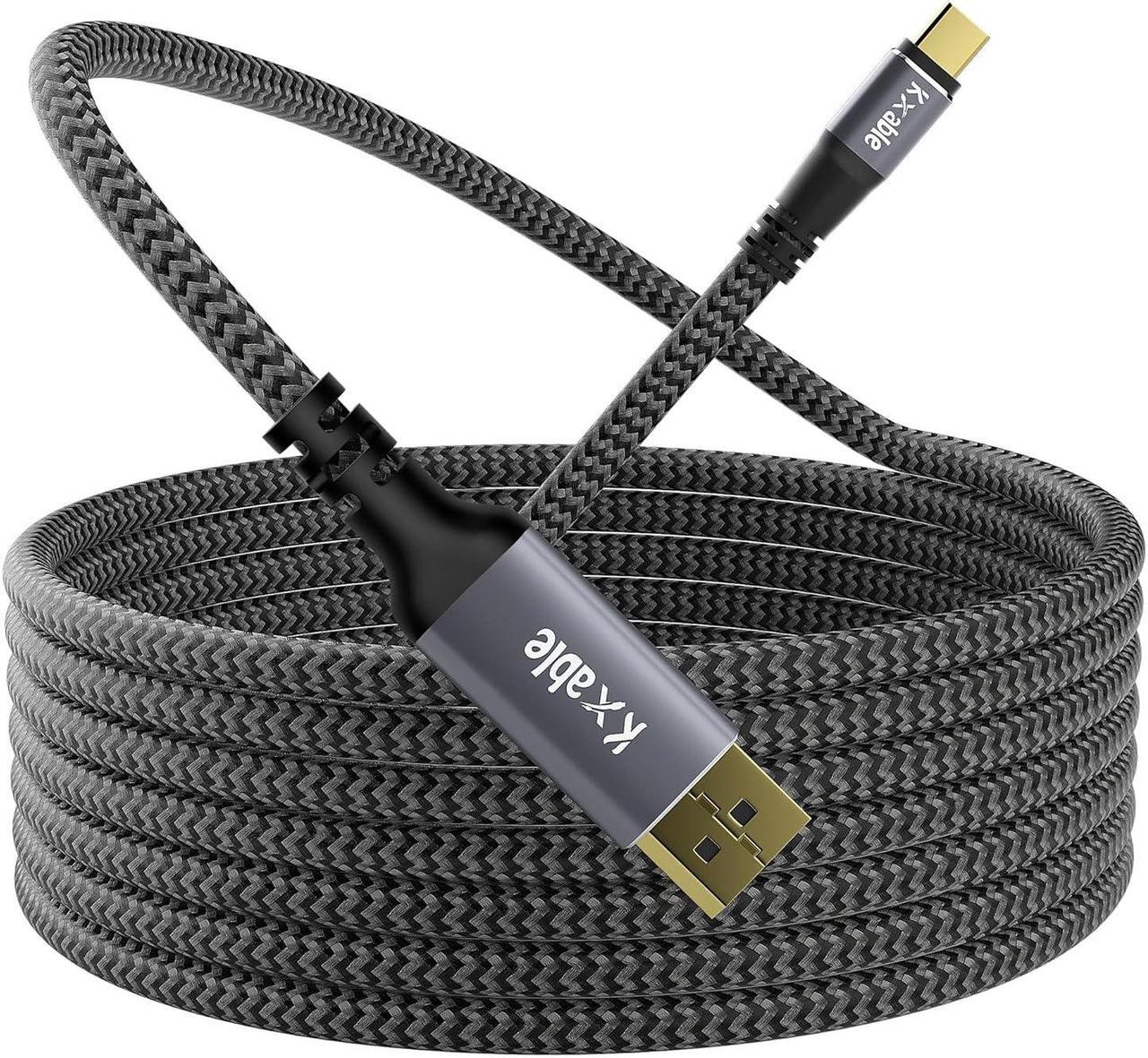 Main image of USB C to DisplayPort Cable 25 Feet, 4K@60Hz, Long Type C to DP 1.2 Braided Cord (Thunderbolt 4/3 Compatible) for MacBook Pro/Air, iPad Pro, iPhone 15 Pro / 15 Pro Max, XPS, Galaxy S22, Surface Book