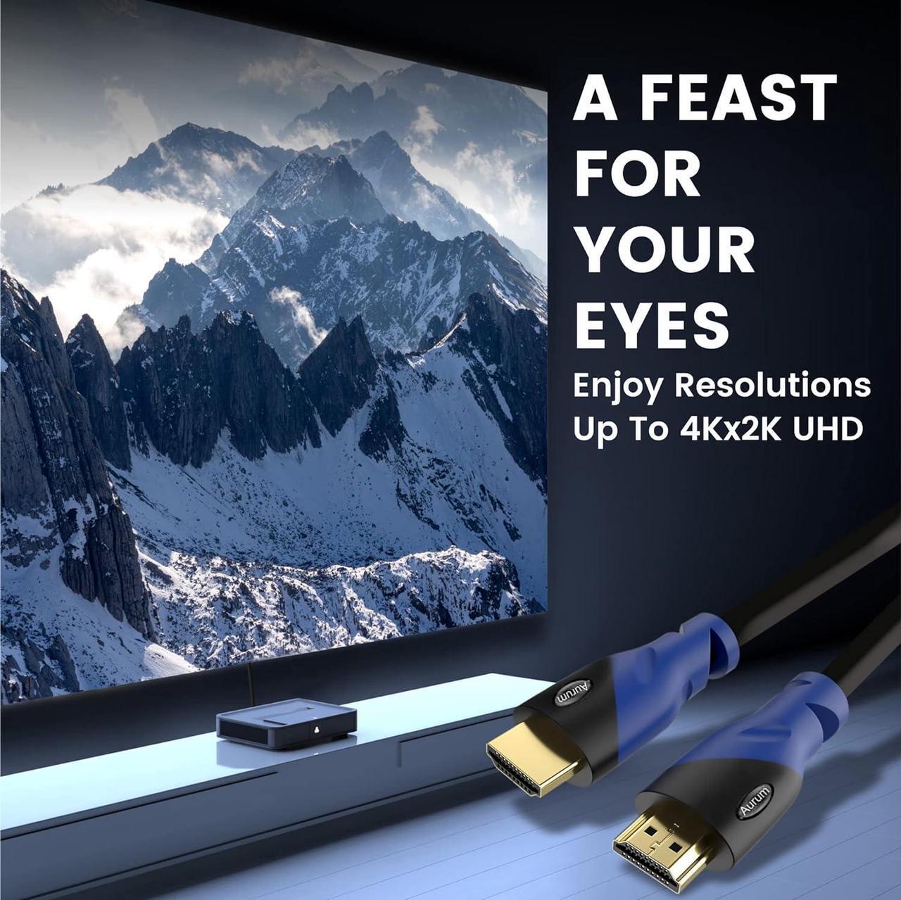 Alt view image 2 of 7 - AURUM CABLES 4K HDMI Cable 50ft Long, 4K@60Hz High Speed HDMI Cord with Ethernet, Supports UHD Resolution, ARC, 3D, CL3 Certified - Compatible with HDTV, PC, Laptop, PS3, Xbox, Blu-ray