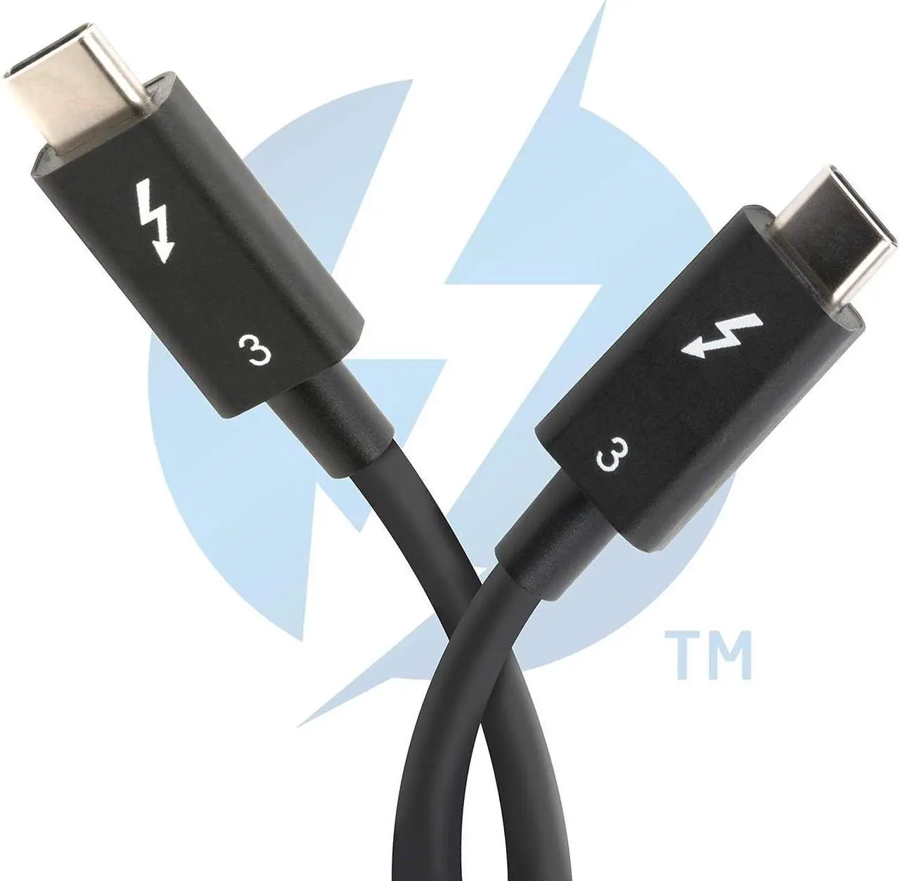 Alt view image 2 of 7 - Plugable Thunderbolt 3 Cable 40Gbps Supports 100W (20V, 5A) Charging, 2.6ft / 0.8m USB C Compatible [Thunderbolt 3 Certified] - Driverless
