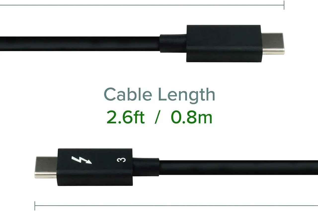 Alt view image 4 of 7 - Plugable Thunderbolt 3 Cable 40Gbps Supports 100W (20V, 5A) Charging, 2.6ft / 0.8m USB C Compatible [Thunderbolt 3 Certified] - Driverless
