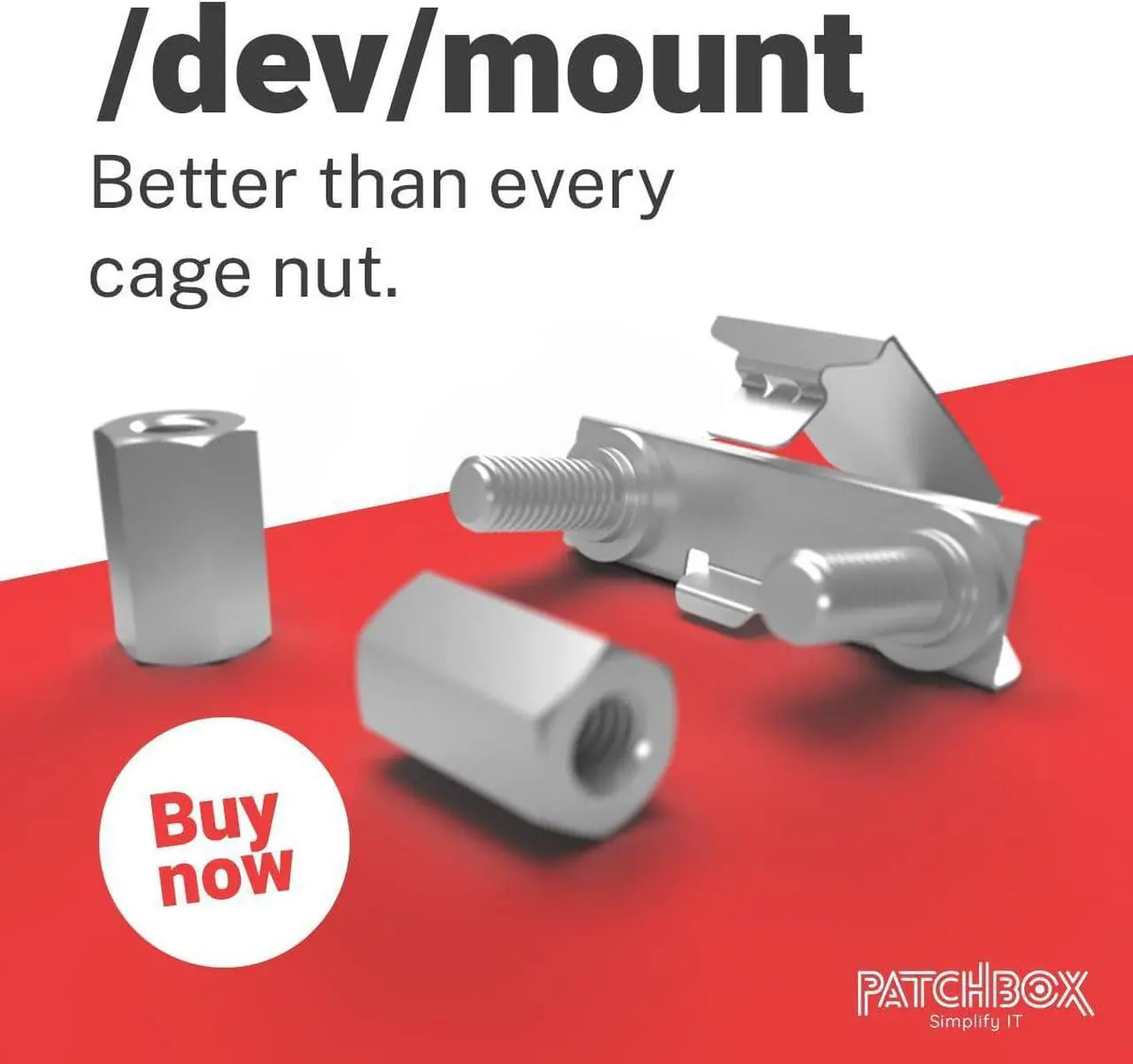 Alt view image 7 of 7 - PATCHBOX/dev/Mount - Cage Nut Alternative - Toolless Installation Device Mount Screws for Patch Panel, Computer Cabinet, Server, Network Racks - Compatible with 19 Rails, Supports 15kg - Pack of 50