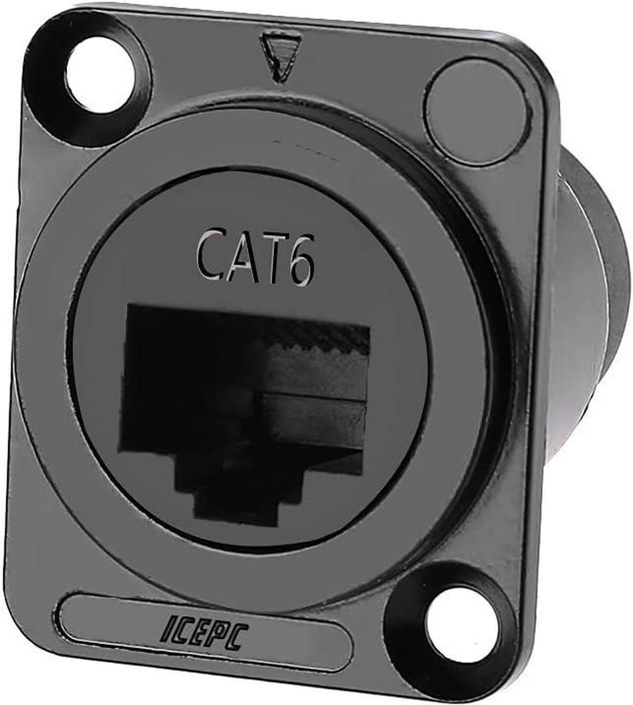Main image of icepc RJ45 Cat6 Socket D-Type Module Shielded Industrial Panel Mount Bulkhead Female/Female Feed Thru Coupler Signal IP67 Waterproof Connector Network Ethernet Extension Interface Adapter