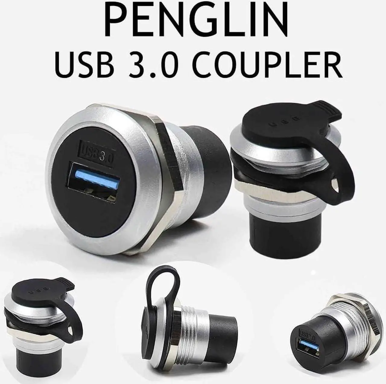 Alt view image 2 of 6 - PENGLIN 2Pack USB 3.0 Panel Mount Coupler, USB Pass Through Connector, Female to Female Bulkhead Extension Adapter with Water/Dustcap