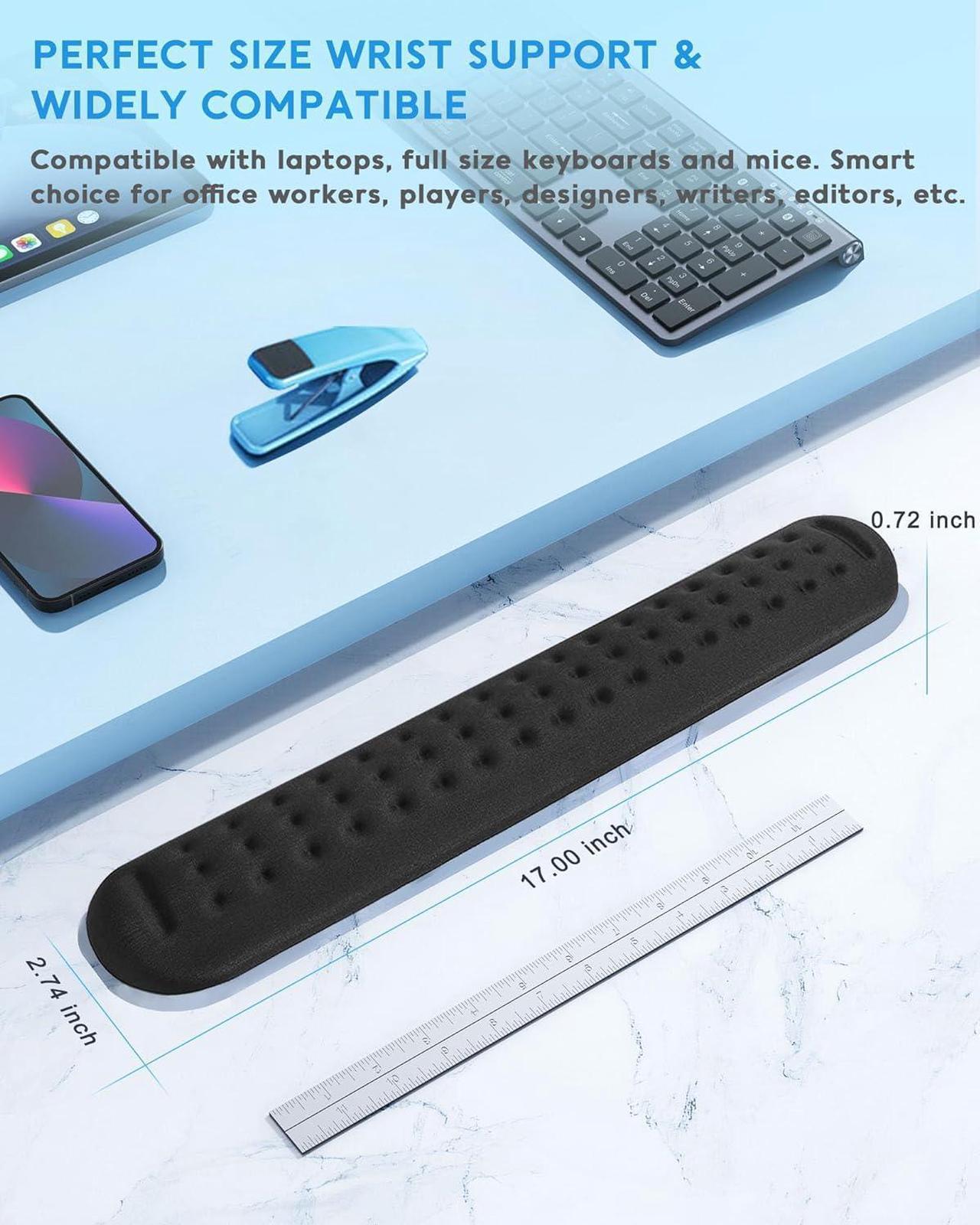 Alt view image 6 of 7 - Keyboard Wrist Rest Wrist Rest for Computer Keyboard Ergonomic Wrist Rest Easy Typing Pain Relief Keyboard Pad Anti-Slip Memory Foam Wrist Support Cushion for Laptop Office Gaming Black