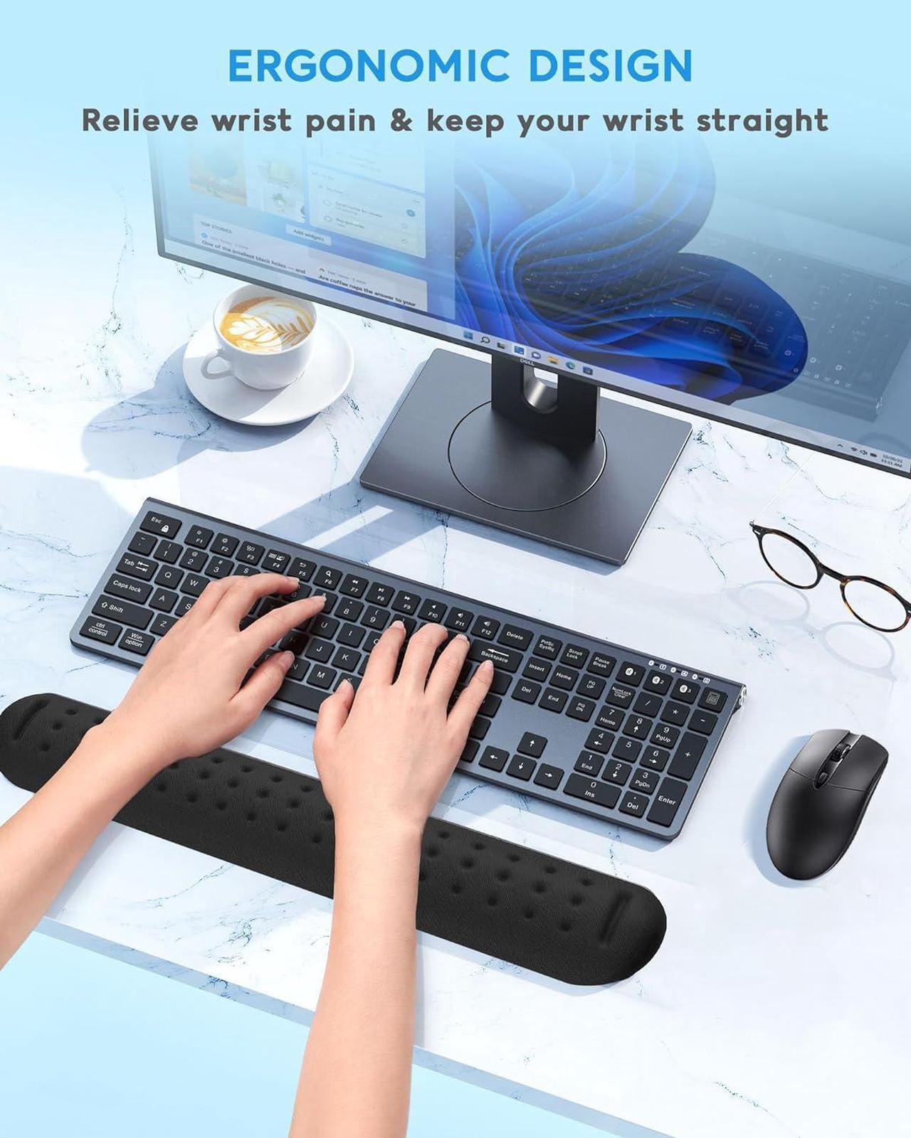 Alt view image 2 of 7 - Keyboard Wrist Rest Wrist Rest for Computer Keyboard Ergonomic Wrist Rest Easy Typing Pain Relief Keyboard Pad Anti-Slip Memory Foam Wrist Support Cushion for Laptop Office Gaming Black