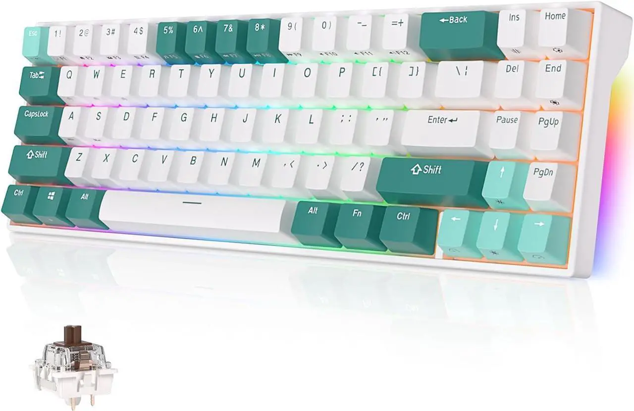 Main image of RK ROYAL KLUDGE RK71 Mechanical Keyboard - 71 Keys 70% Layout Compact Wireless Computer Keyboard, RGB Backlit Gaming Keyboard, BT5.0/USB/2.4G Modes for Windows PC Laptop, Hot Swappable Brown Switch