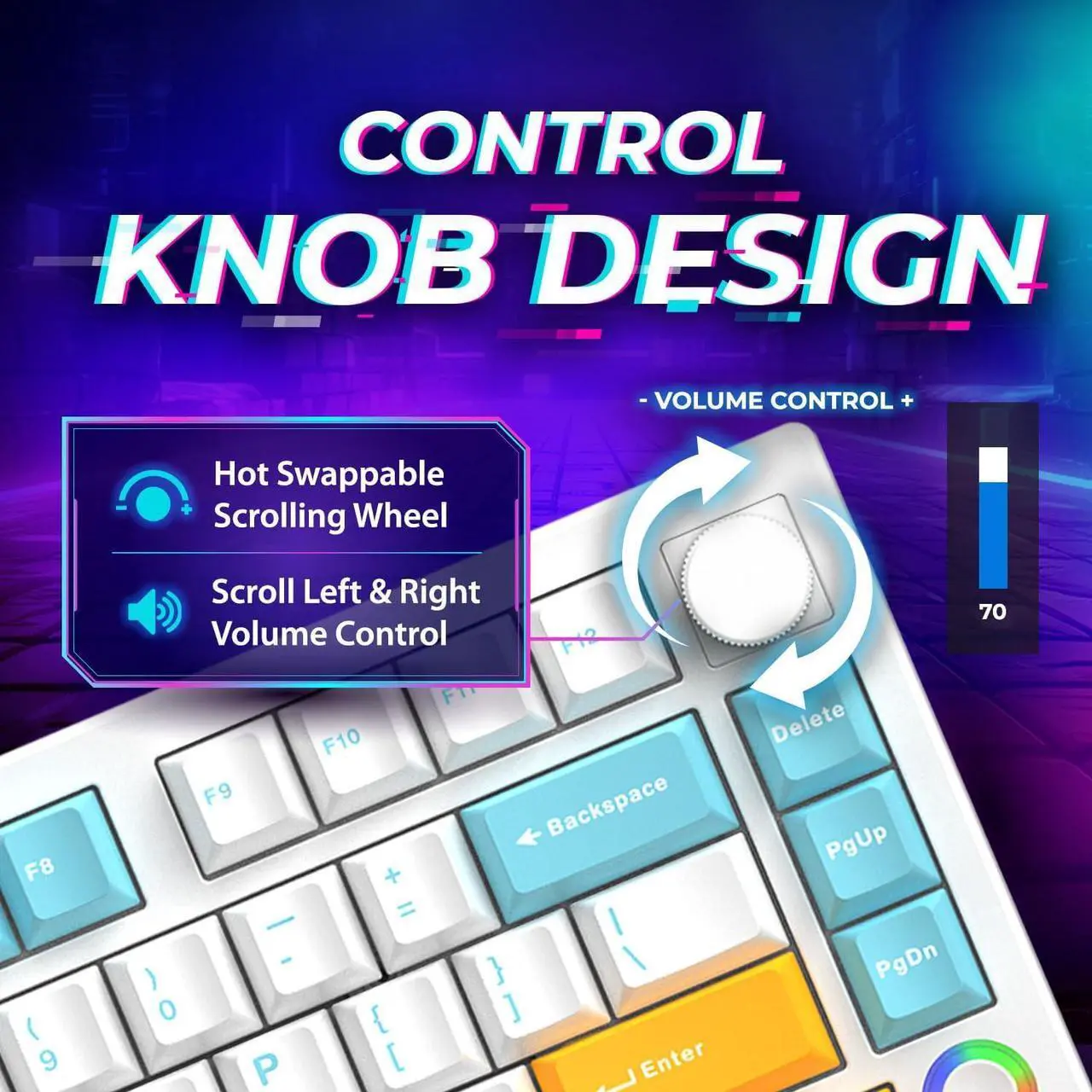 Alt view image 2 of 7 - XS75T 75% Hot Swap Mechanical Keyboard with LCD Screen & Knob, Wireless Triple Mode Gaming Keyboard with 3000 mAh Battery, RGB for Office/Win/Mac (Silver Switch)