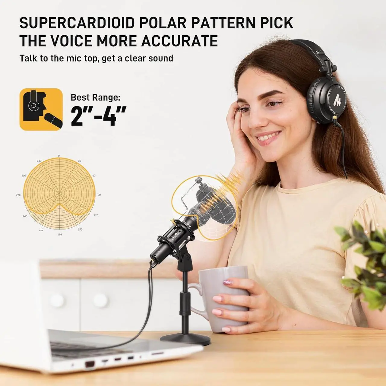 Alt view image 3 of 7 - MAONO USB/XLR Podcast Dynamic Microphone, Studio Mic Kit with Volume Control, Shock Mount, Pop Filter, Ideal for Vocal, Instruments Recording, Voice Over, Live Streaming (HD300T)