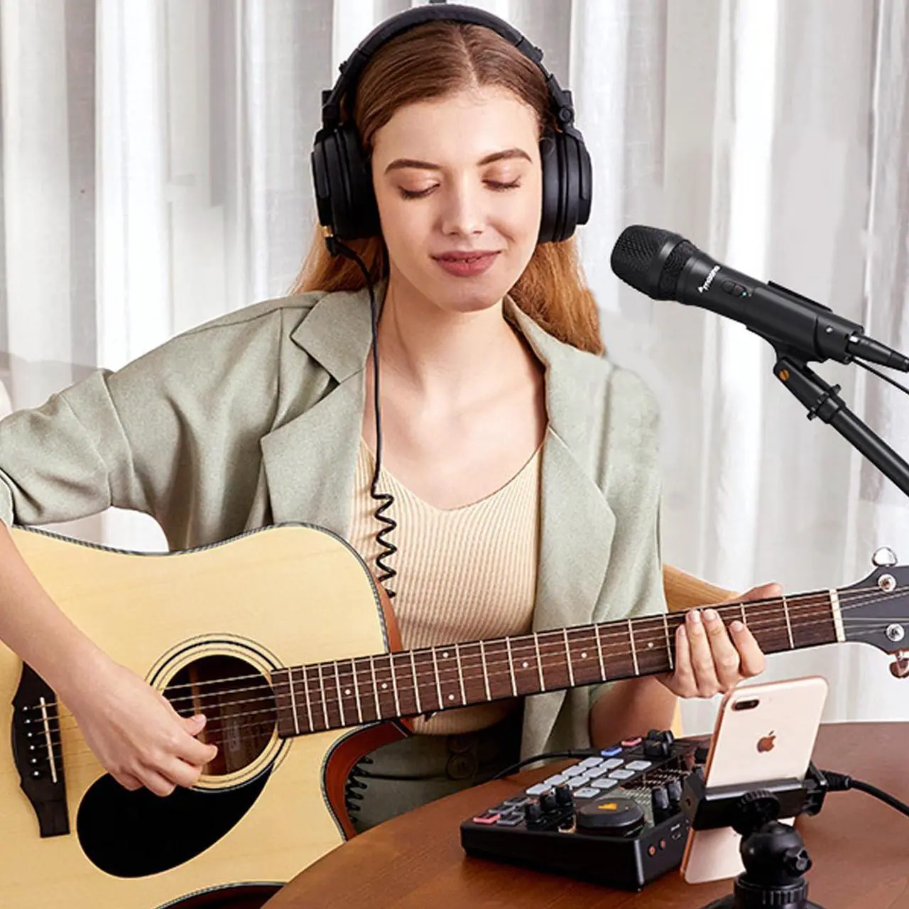 Alt view image 6 of 7 - MAONO USB/XLR Podcast Dynamic Microphone, Studio Mic Kit with Volume Control, Shock Mount, Pop Filter, Ideal for Vocal, Instruments Recording, Voice Over, Live Streaming (HD300T)