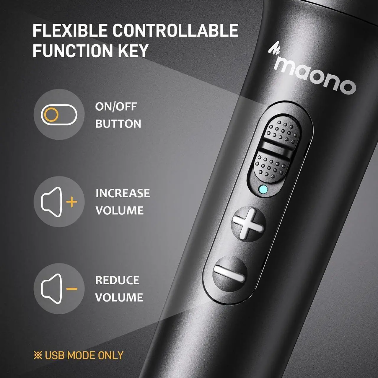 Alt view image 5 of 7 - MAONO USB/XLR Podcast Dynamic Microphone, Studio Mic Kit with Volume Control, Shock Mount, Pop Filter, Ideal for Vocal, Instruments Recording, Voice Over, Live Streaming (HD300T)