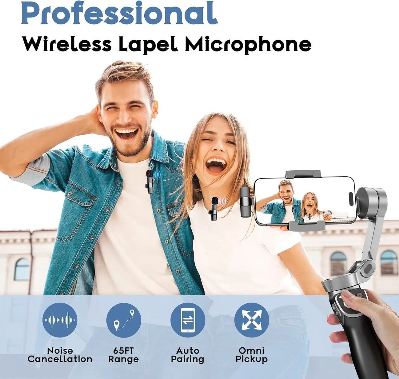 Alt view image 2 of 6 - 2 Pack Type C Mini Wireless Lavalier Microphone for iPhone 15, iOS and Android Devices - Noise Reduction Lapel Mic for Recording, Clip on Mic, Omni Lav Mic for Video Recording, Tiktok, Youtube, Vlog
