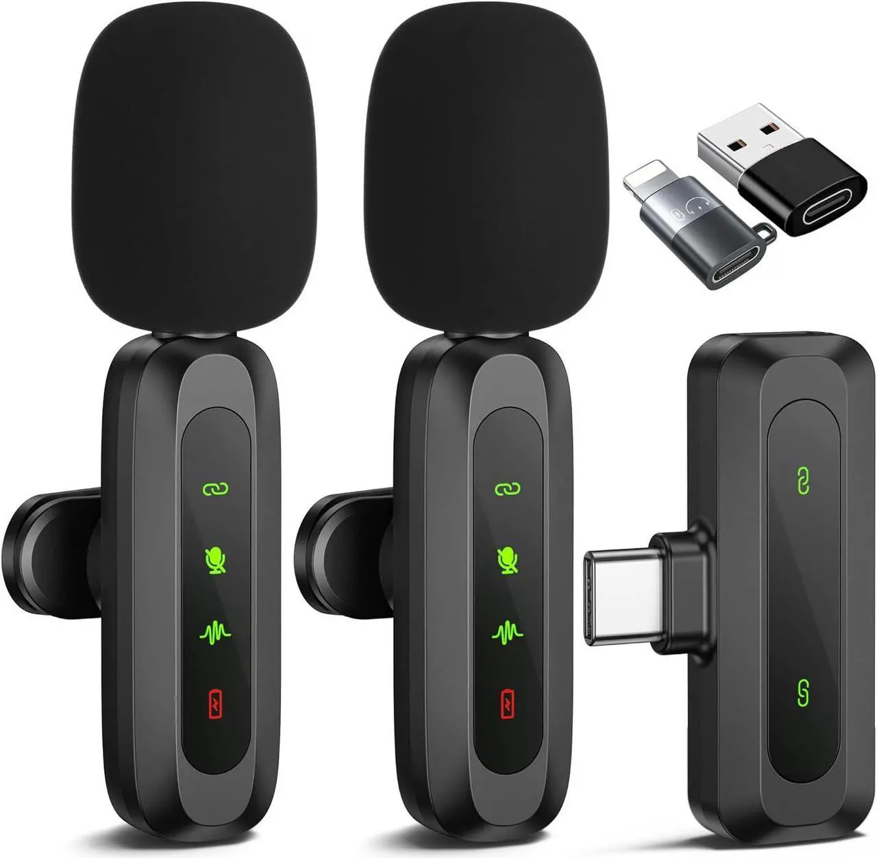 Main image of Wireless Lavalier Microphone for iPhone, iPad, Android - 100FT Transmission, 360° Omnidirectional HD High Sensitivity Mic for Interview, Video Podcast, Vlog, YouTube, TikTok
