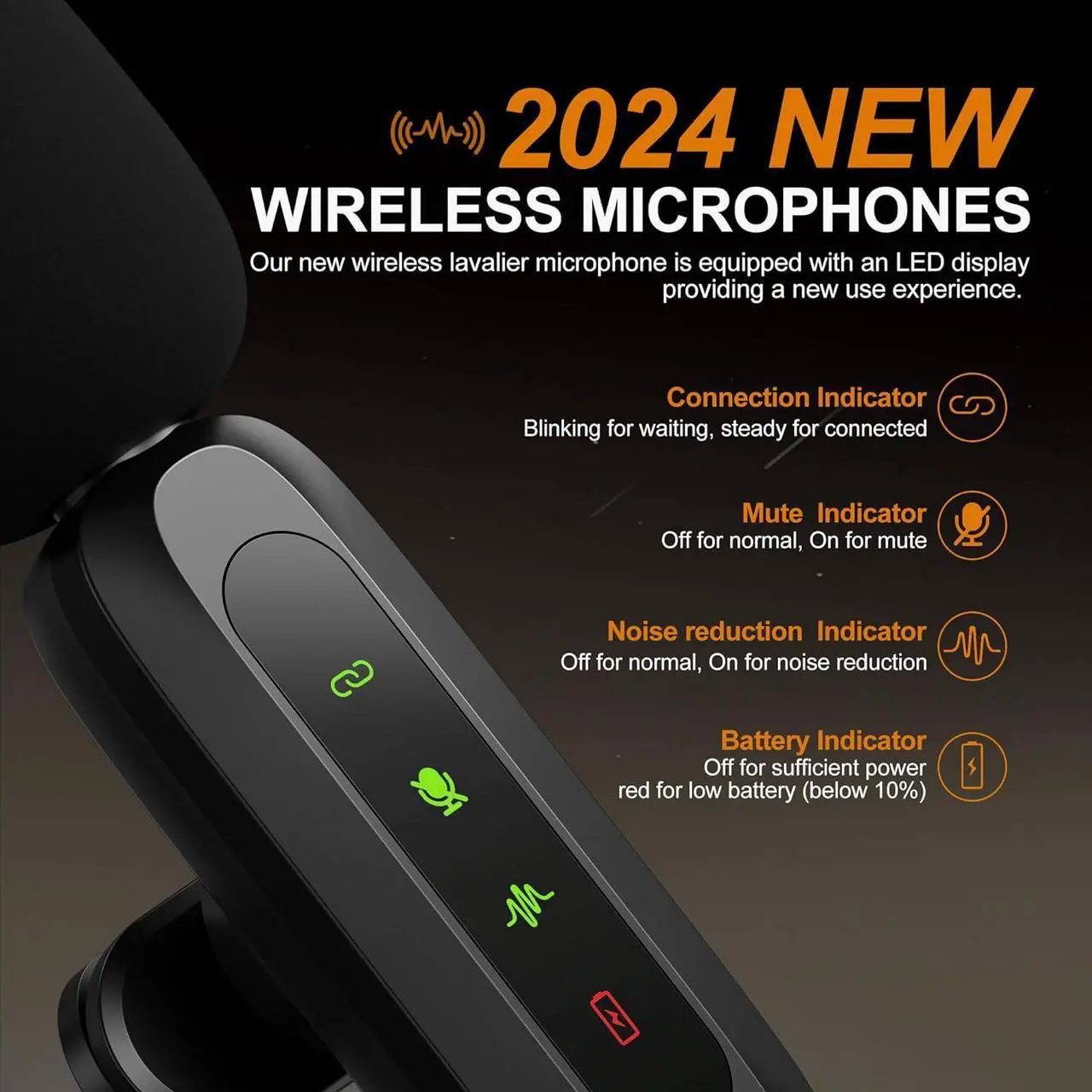 Alt view image 2 of 7 - Wireless Lavalier Microphone for iPhone, iPad, Android - 100FT Transmission, 360° Omnidirectional HD High Sensitivity Mic for Interview, Video Podcast, Vlog, YouTube, TikTok