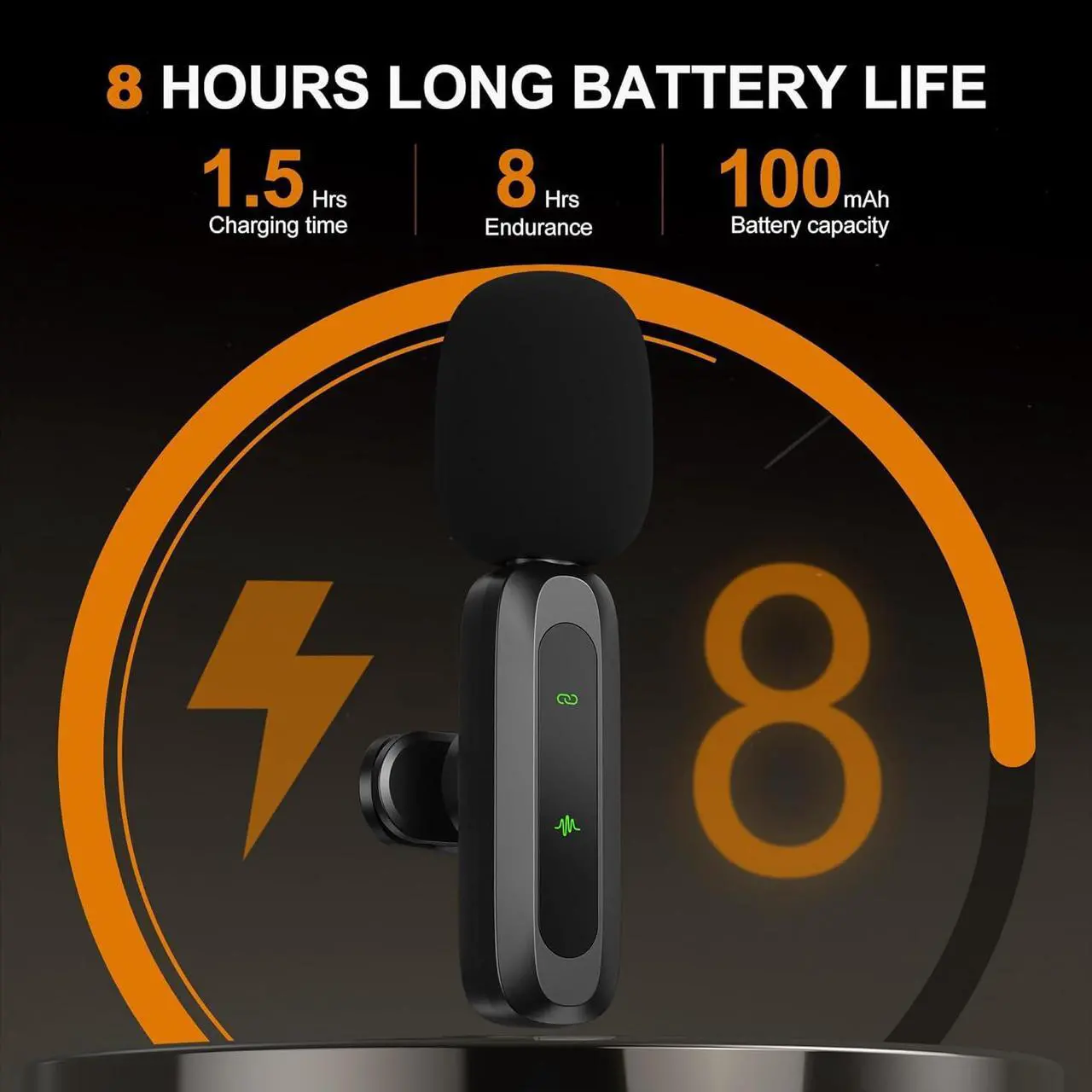 Alt view image 6 of 7 - Wireless Lavalier Microphone for iPhone, iPad, Android - 100FT Transmission, 360° Omnidirectional HD High Sensitivity Mic for Interview, Video Podcast, Vlog, YouTube, TikTok