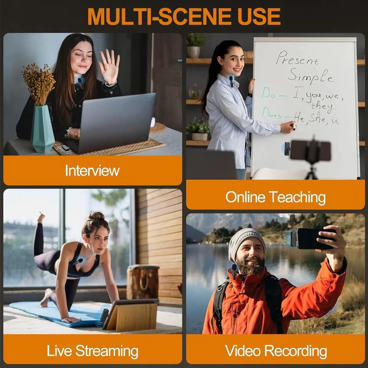 Alt view image 7 of 7 - Wireless Lavalier Microphone for iPhone, iPad, Android - 100FT Transmission, 360° Omnidirectional HD High Sensitivity Mic for Interview, Video Podcast, Vlog, YouTube, TikTok
