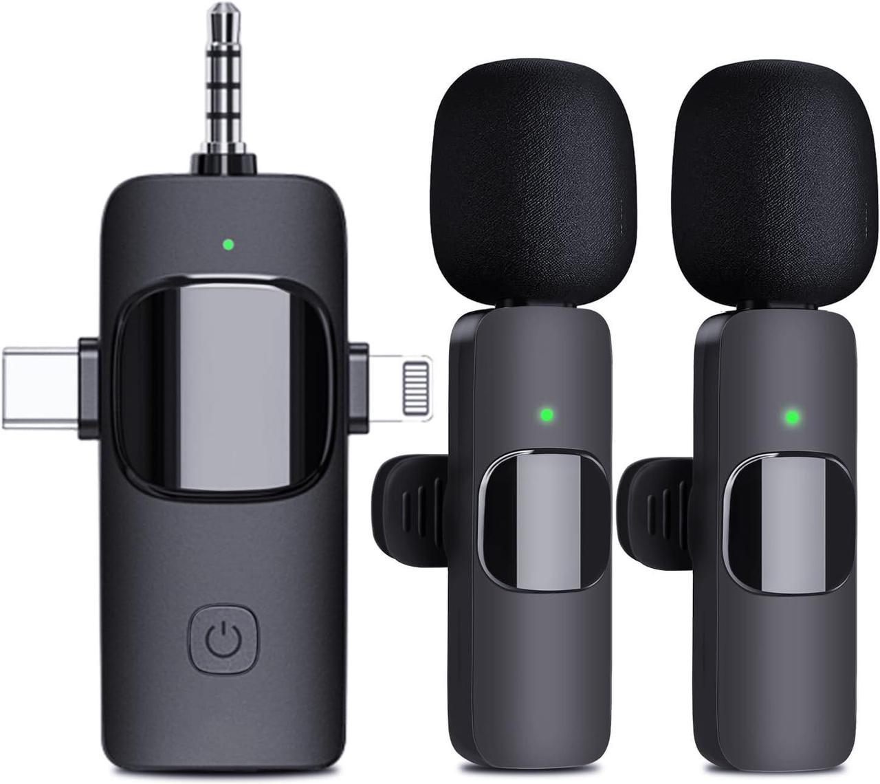 Wireless Microphone for iPhone, Android, Camera, iPad, USB C Microphone, 3 in 1 Dual Professional Wireless Lavalier Mini Microphone, Plug-Play Wireless Mic for Video Recording,YouTube,TikTok