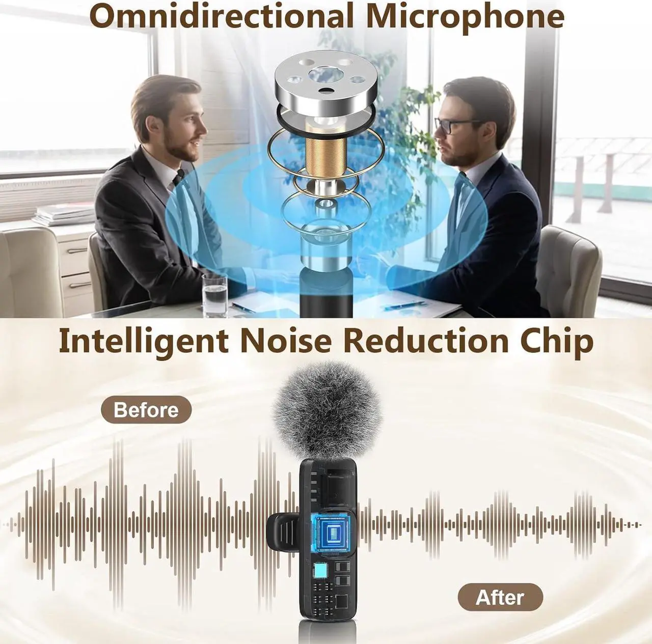 Alt view image 7 of 7 - Wireless Lavalier Microphone for iPhone - Android Phone/Camera/Computer/Laptop, Professional Dual Lapel Mic with USB-C/3.5mm/USB Plug for Video Recording, Vlog, YouTube, TikTok