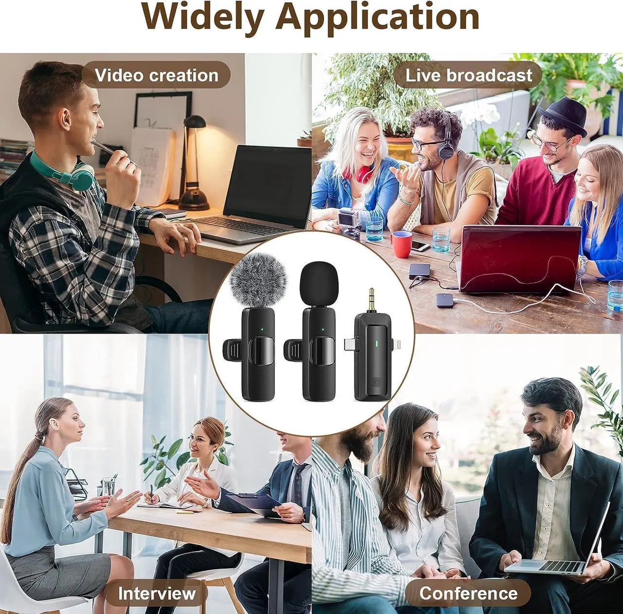 Alt view image 6 of 7 - Wireless Lavalier Microphone for iPhone - Android Phone/Camera/Computer/Laptop, Professional Dual Lapel Mic with USB-C/3.5mm/USB Plug for Video Recording, Vlog, YouTube, TikTok