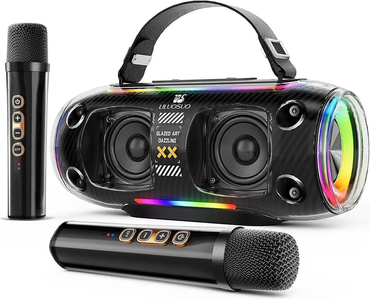 Main image of Machine with 2 Wireless Microphone Speakers, a Portable Bluetooth PA System for Adults and Children, Suitable for Home Gatherings, Birthday Parties, and Singing Practice.