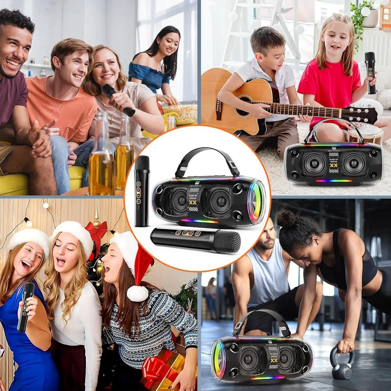 Alt view image 5 of 7 - Machine with 2 Wireless Microphone Speakers, a Portable Bluetooth PA System for Adults and Children, Suitable for Home Gatherings, Birthday Parties, and Singing Practice.