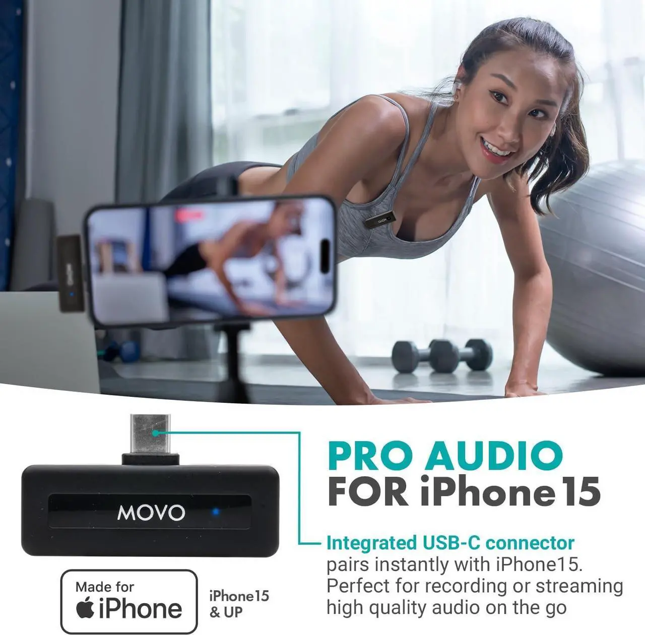 Alt view image 5 of 7 - Movo Wireless Mini USB-C Wireless Microphone for iPhone 15 - iPhone 15 Microphone Compatible with iPhone 15 Pro Max - 10HR Battery Life, 164ft Range