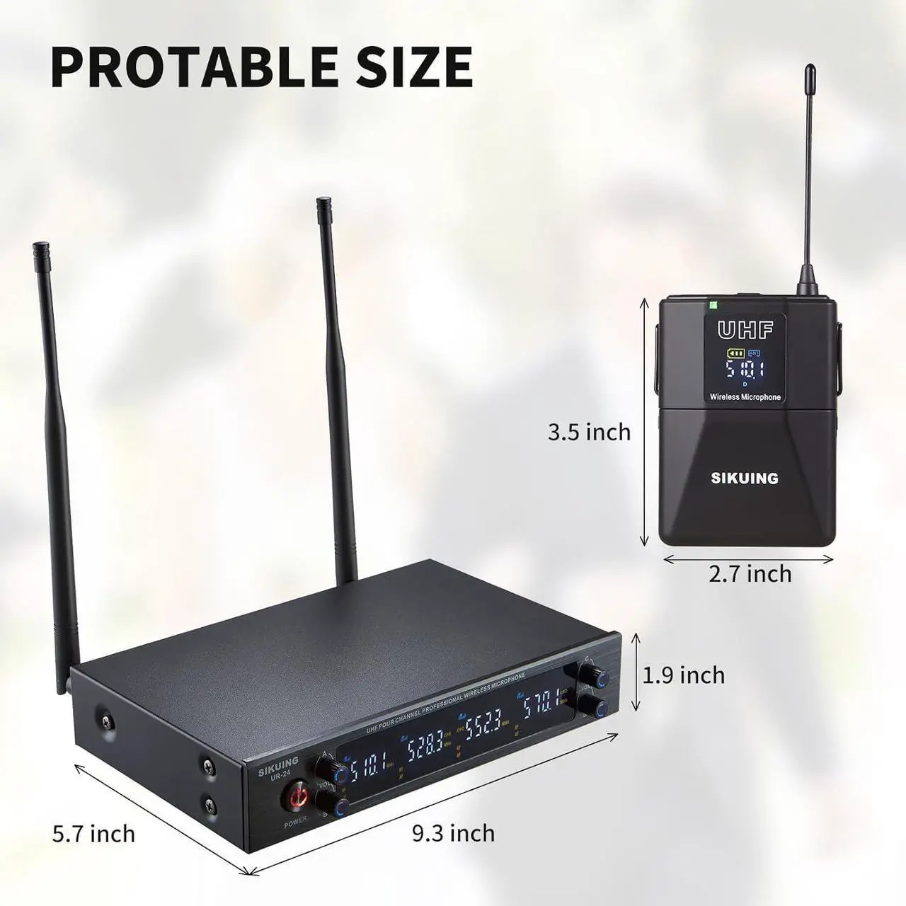 Alt view image 6 of 7 - 4 Channel UHF Wireless Microphone System with Lavalier Headset Mics, 4x50 Adjustable Frequencies, Ideal for  Meeting Church, 300ft Range (4 Bodypack)