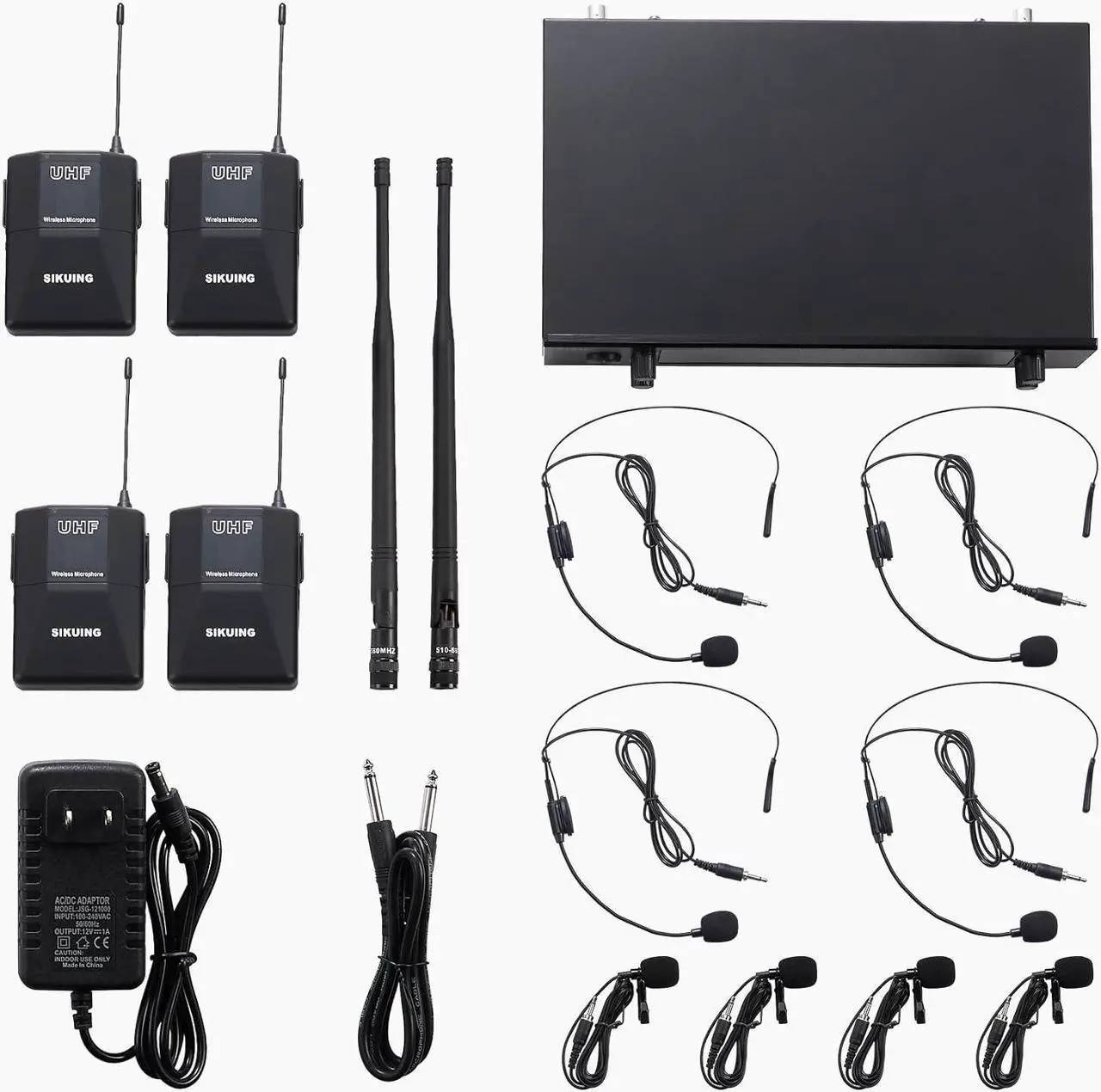 Alt view image 7 of 7 - 4 Channel UHF Wireless Microphone System with Lavalier Headset Mics, 4x50 Adjustable Frequencies, Ideal for  Meeting Church, 300ft Range (4 Bodypack)