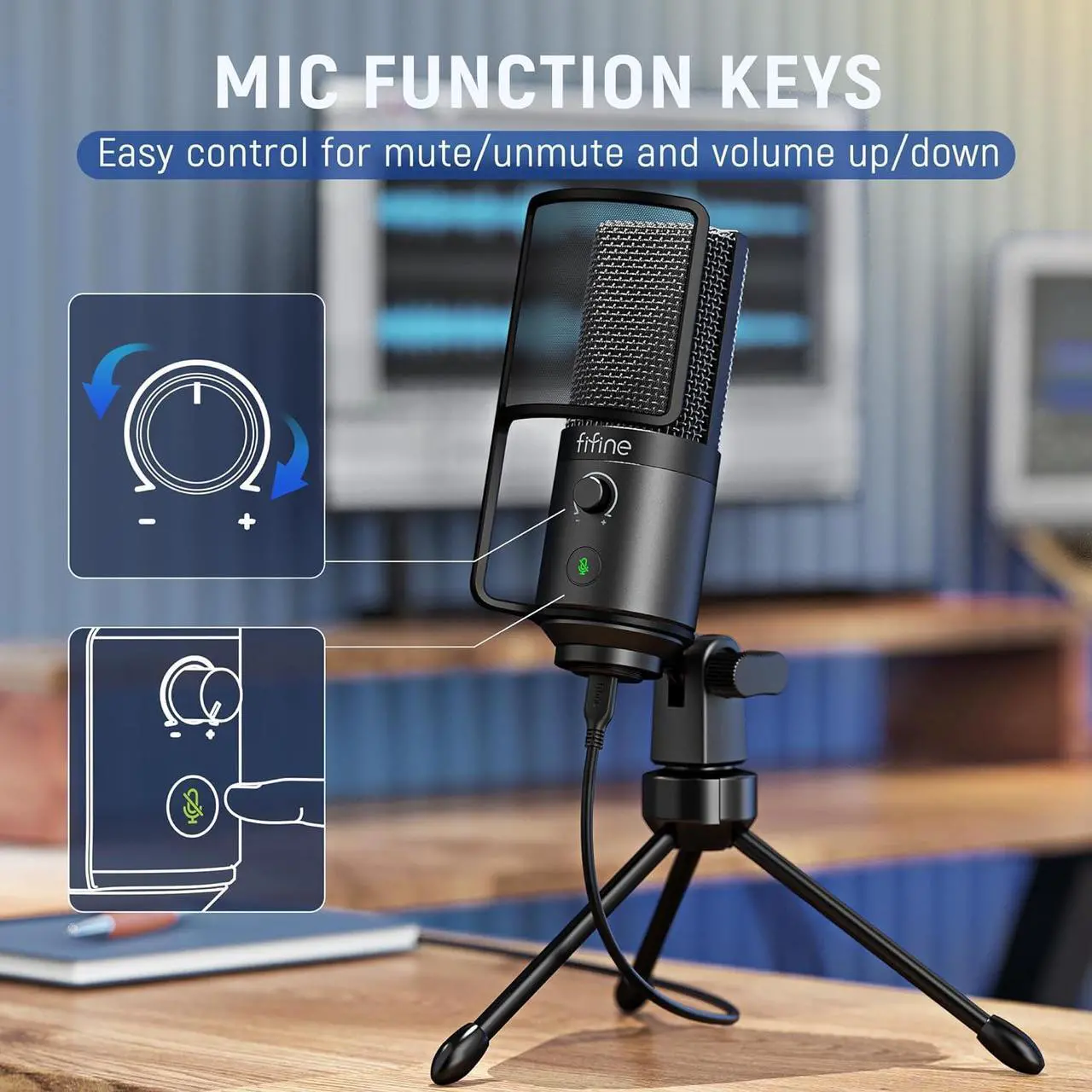 Alt view image 3 of 7 - Podcast Recording Microphone, PC USB Condenser Microphone for Streaming Vocal Music, Computer Desktop Microphone with Mute Button for Windows/Mac OS-K669PRO1