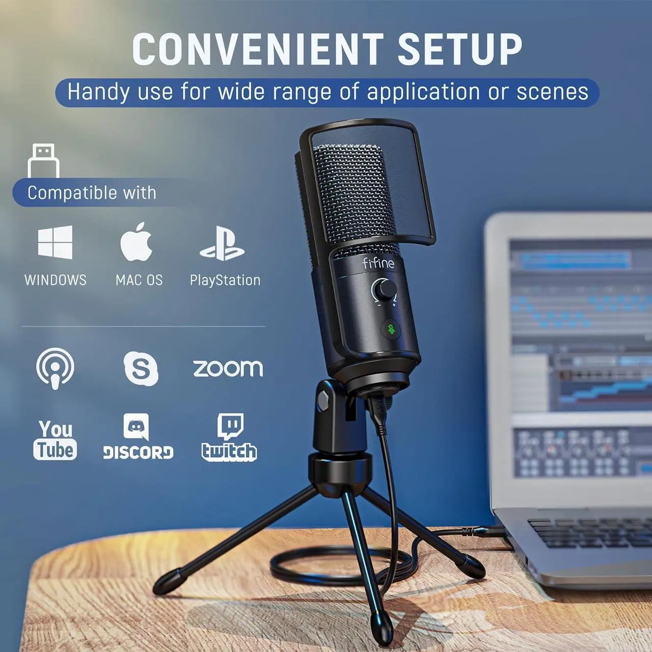 Alt view image 5 of 7 - Podcast Recording Microphone, PC USB Condenser Microphone for Streaming Vocal Music, Computer Desktop Microphone with Mute Button for Windows/Mac OS-K669PRO1