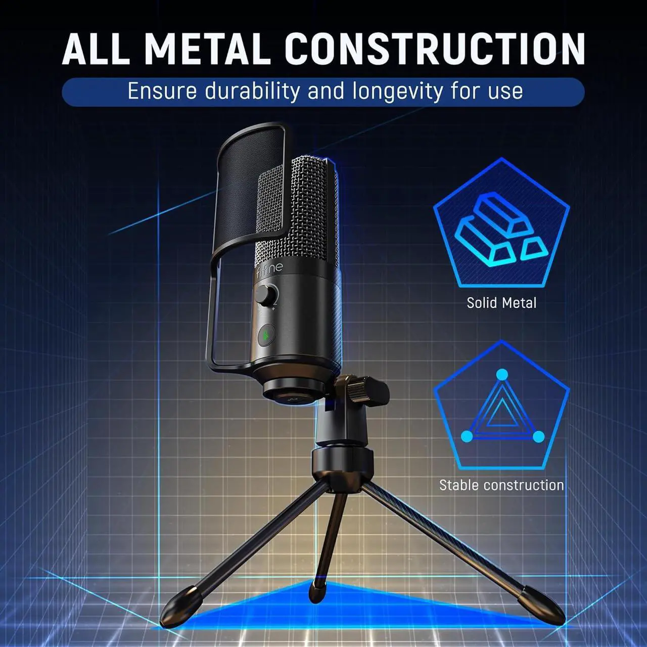 Alt view image 6 of 7 - Podcast Recording Microphone, PC USB Condenser Microphone for Streaming Vocal Music, Computer Desktop Microphone with Mute Button for Windows/Mac OS-K669PRO1