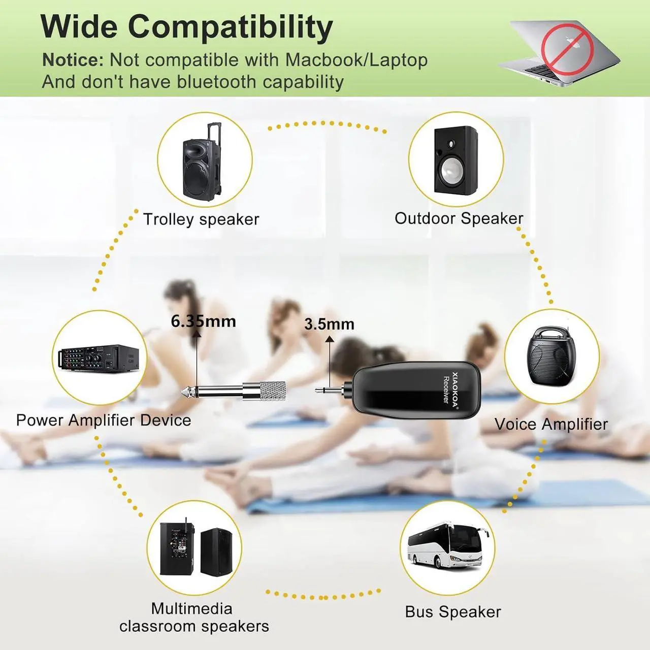 Alt view image 7 of 7 - Wireless Microphone Headset,UHF Dual Headset Microphone System,165FT Range Transmission for Voice Amplifier,PA System,Fitness.Church,Yoga Class