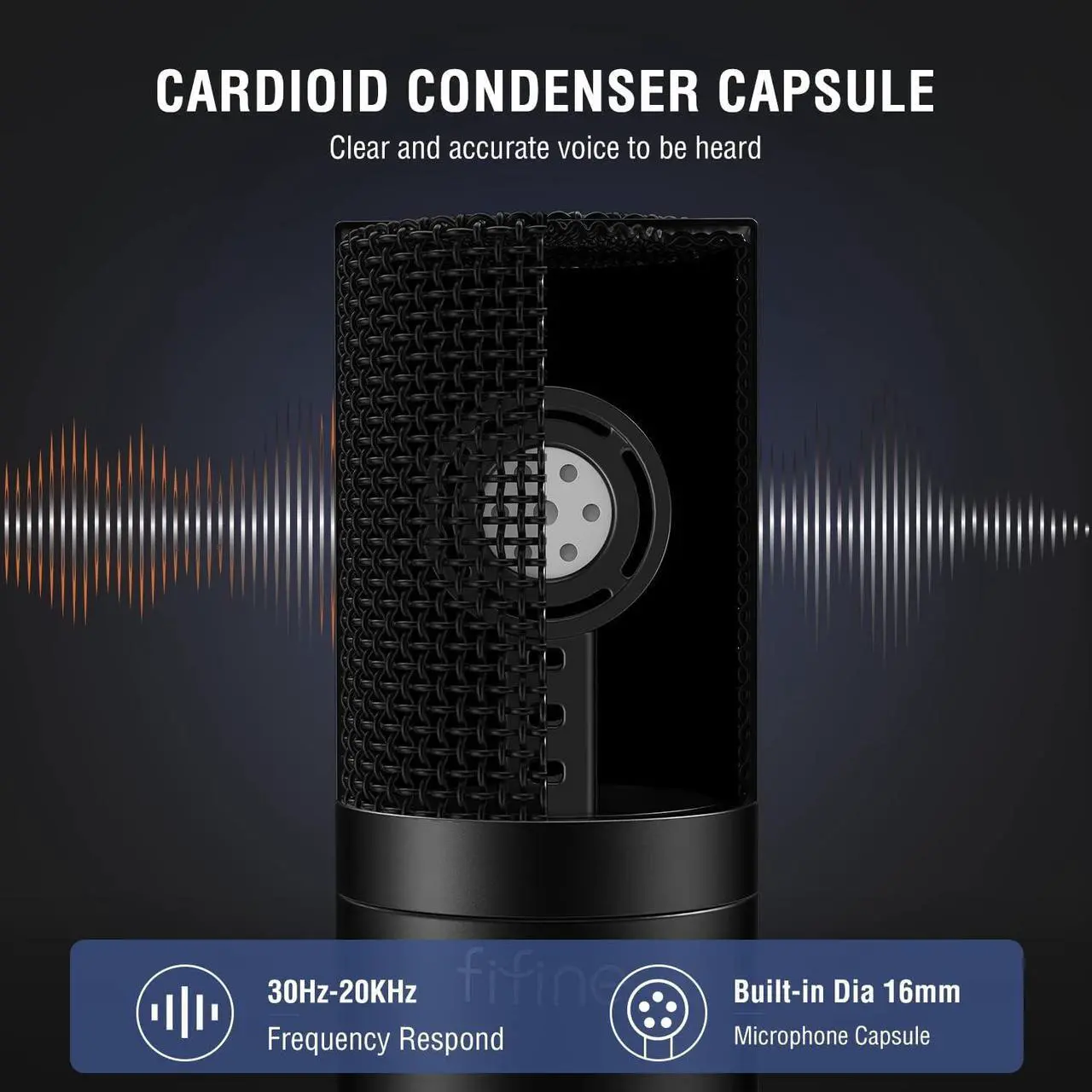 Alt view image 2 of 7 - XLR Microphone, Condenser Podcast Mic for Recording, Vocal, Voice-Over Streaming, Podcast, Singing, Cardioid Studio Microphone, Metal Material, Black-K669C