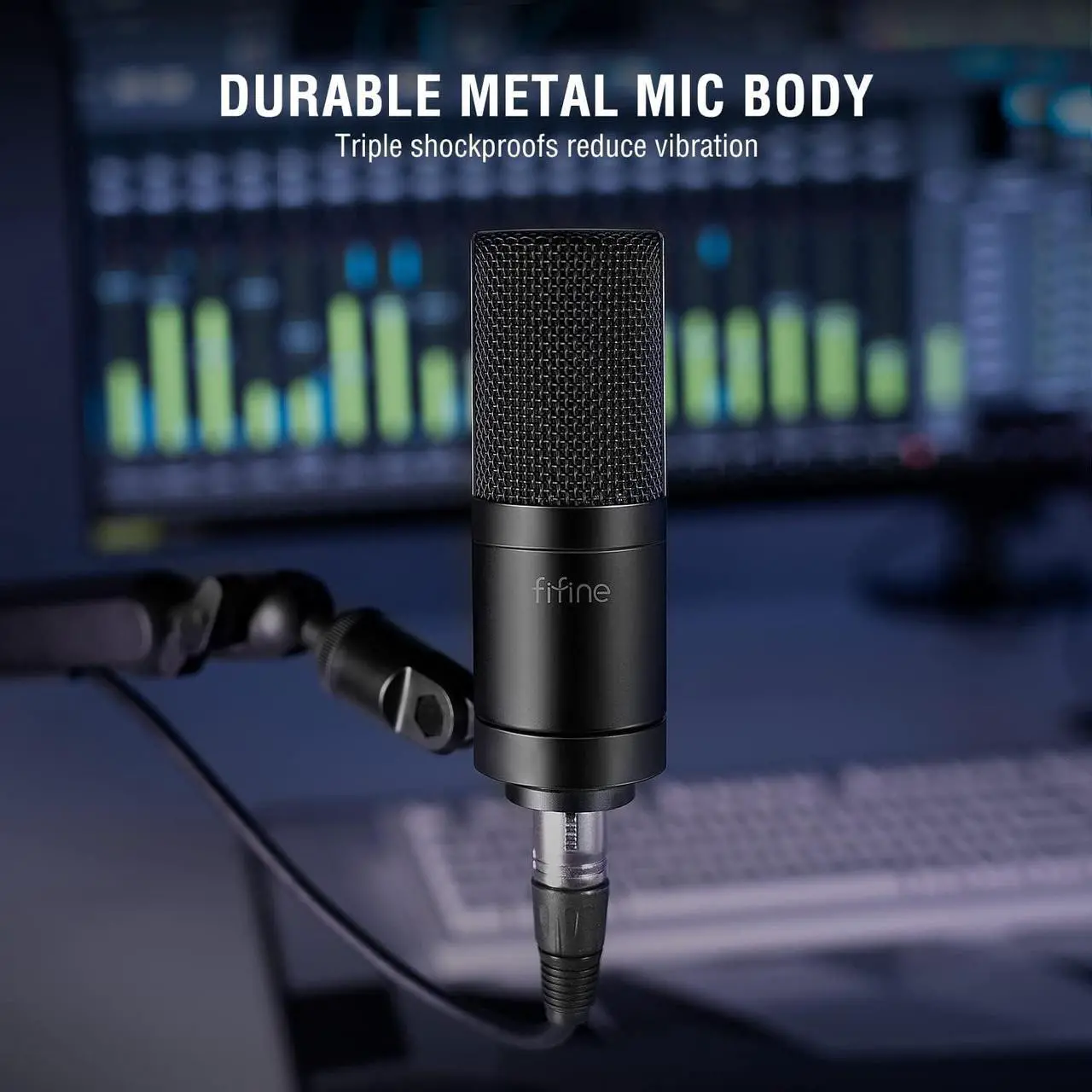 Alt view image 5 of 7 - XLR Microphone, Condenser Podcast Mic for Recording, Vocal, Voice-Over Streaming, Podcast, Singing, Cardioid Studio Microphone, Metal Material, Black-K669C
