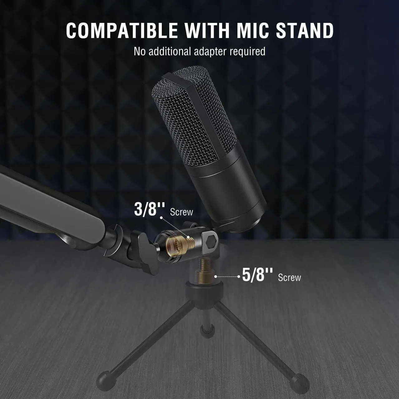 Alt view image 6 of 7 - XLR Microphone, Condenser Podcast Mic for Recording, Vocal, Voice-Over Streaming, Podcast, Singing, Cardioid Studio Microphone, Metal Material, Black-K669C