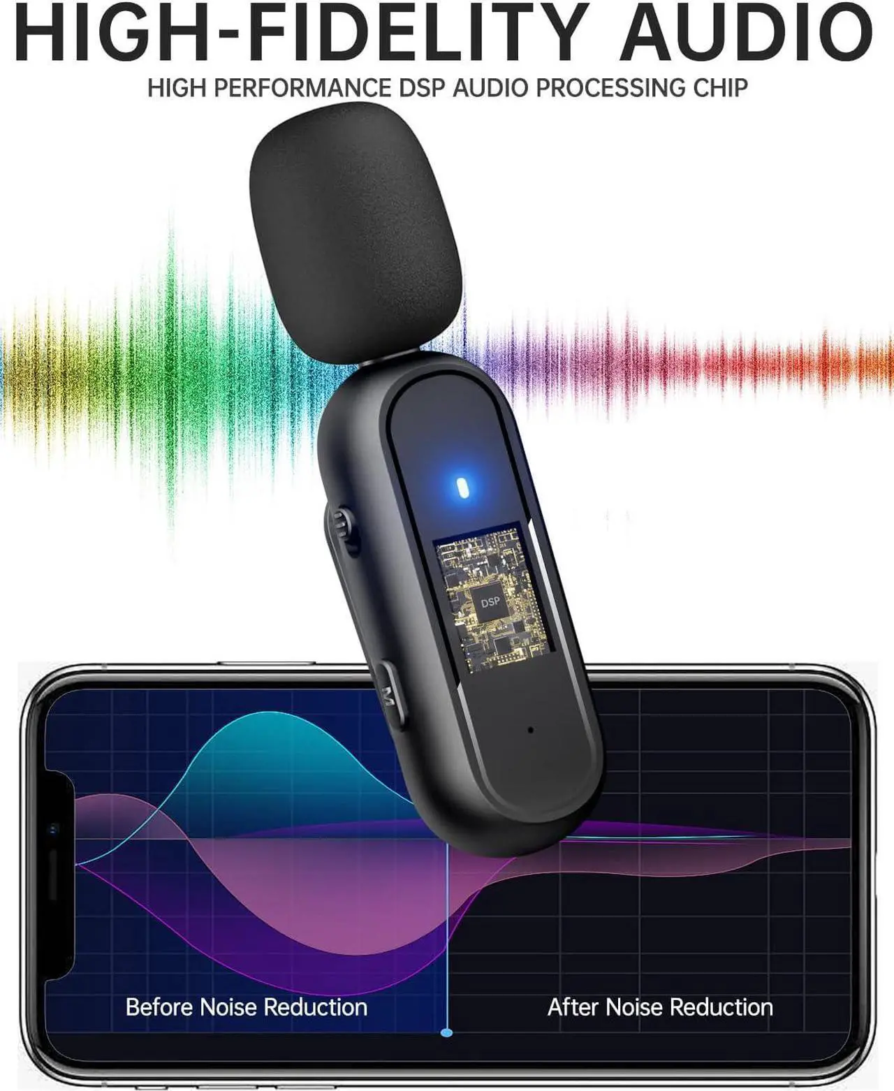 Alt view image 3 of 7 - Wireless Lavalier Microphone for iPhone iPad, Lapel Mics Plug-Play 2.4G Ultra-Low Delay Built-in Noise Reduction Chip 36H Working Time for Video Recording Interview Podcast Vlog YouTube