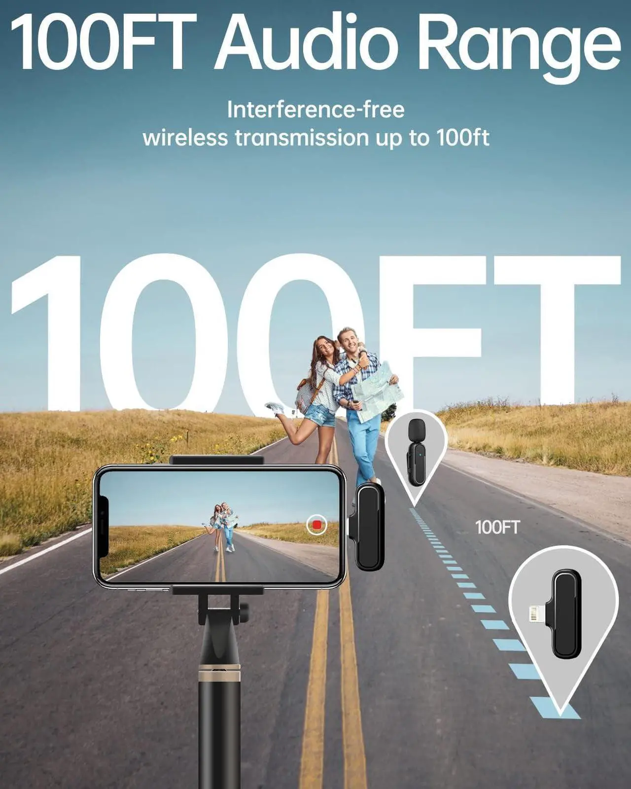 Alt view image 6 of 7 - Wireless Lavalier Microphone for iPhone iPad, Lapel Mics Plug-Play 2.4G Ultra-Low Delay Built-in Noise Reduction Chip 36H Working Time for Video Recording Interview Podcast Vlog YouTube
