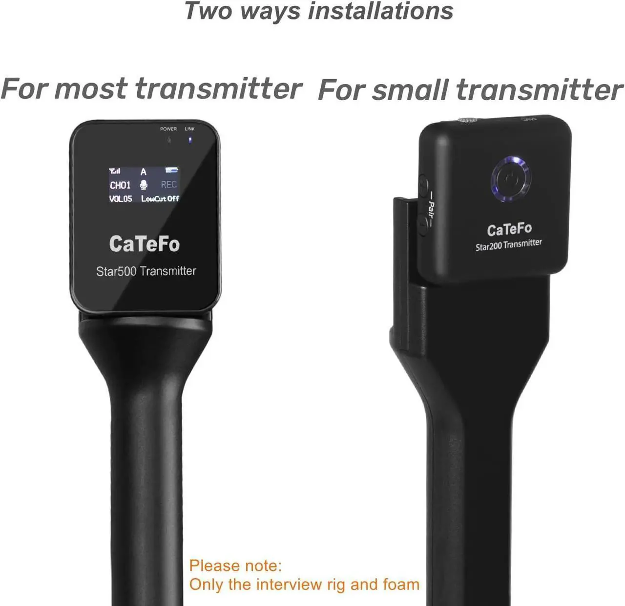 Alt view image 6 of 7 - Microphone Interview Handle Interview GO Handheld Adapter with Foam for RODE Wireless GO DJI Mic Lark Max and Other Wireless Transmitter with Cold Shoe StarRig-S
