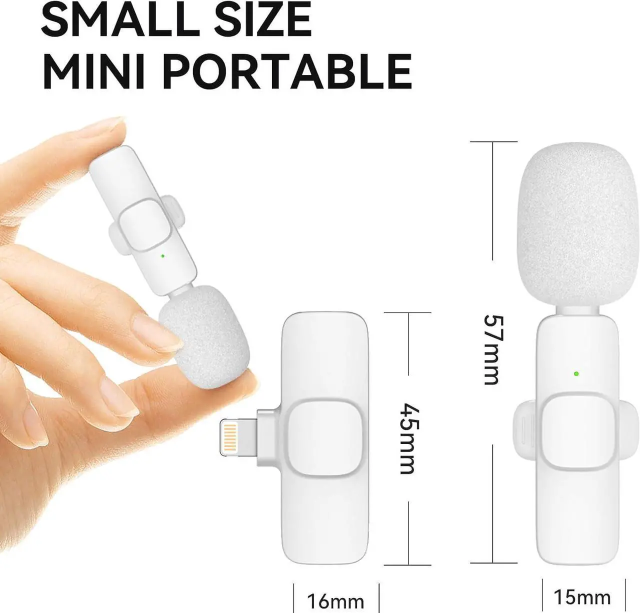 Alt view image 2 of 6 - Wireless Lavalier Microphone for iPhone iPad, Mini Lapel Wireless Microphone for Video Recording, TikTok Facebook Live Steam, Youtubers, Vloggers, Interview, Clip-on Plug & Play (White)