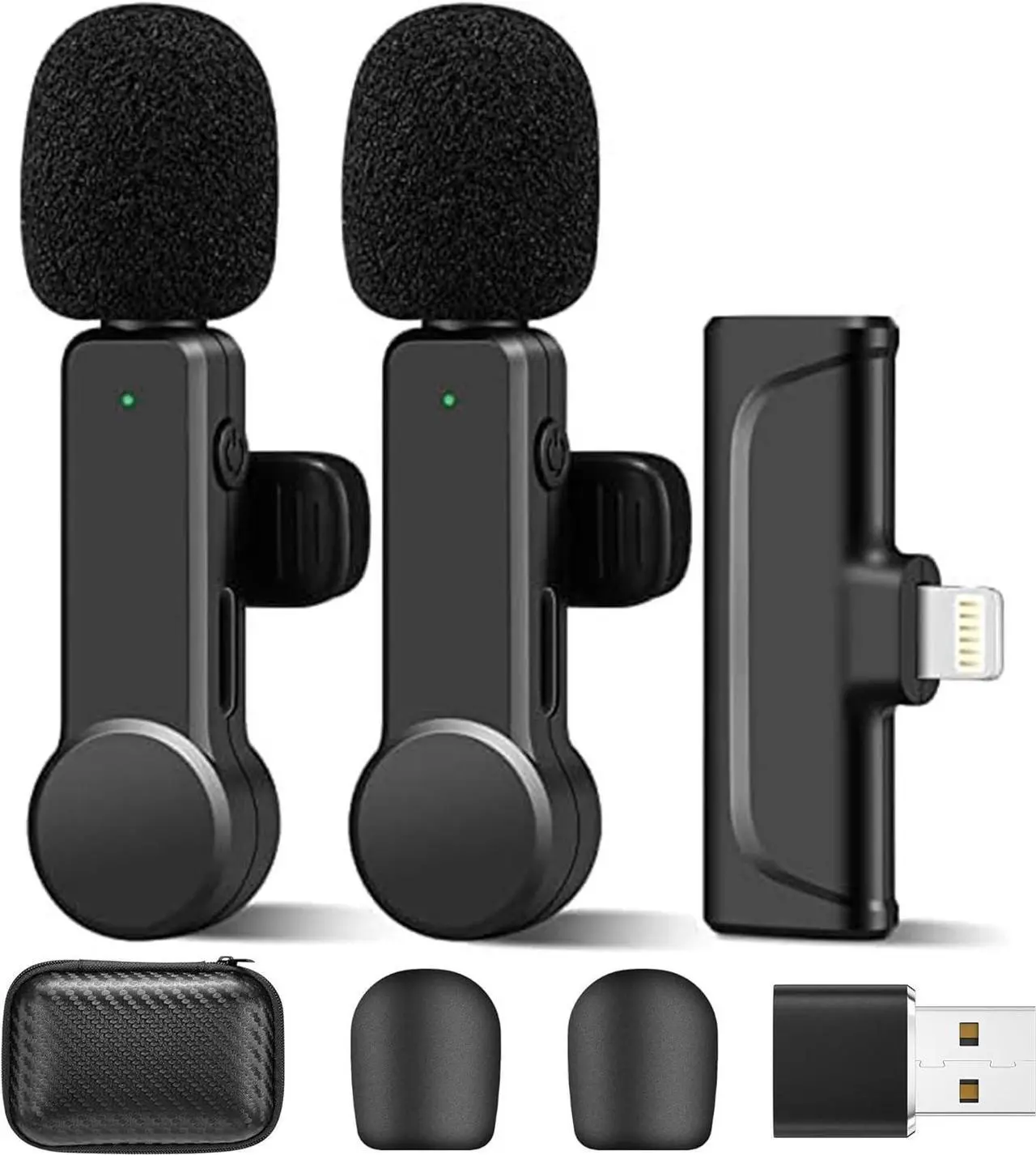 Main image of 2Pcs Wireless Microphone for iPhone iPad, Plug-Play Wireless Lavalier Microphone for Video Recording, TikTok, YouTube, Vloggers, Auto-Sync Noise Reduction Wireless Lapel Mic