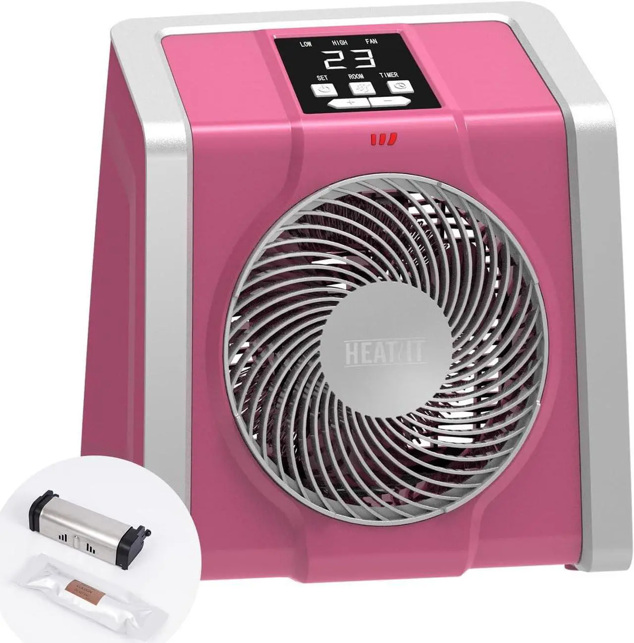 Main image of HEATIT Space Heater with Remote for Indoor, Digital Display with Thermostat, 1-12H Timer, Fan Mode,1500W/750W, Electric Space Heater for Office, Bedroom,Pink