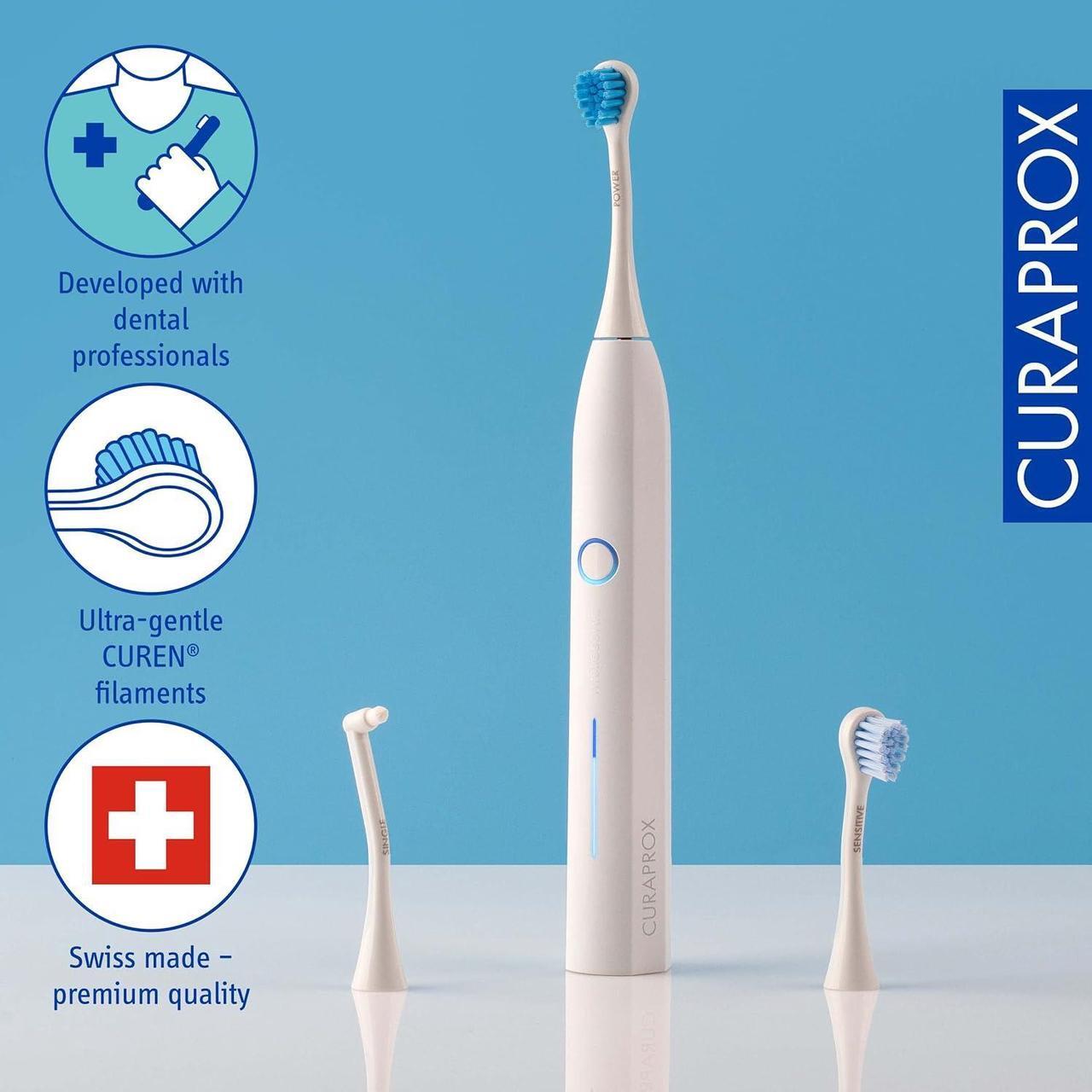 Alt view image 2 of 6 - Curaprox Electric Hydrosonic Pro Toothbrush With 3 Brush Heads, Charger, and Travel Case