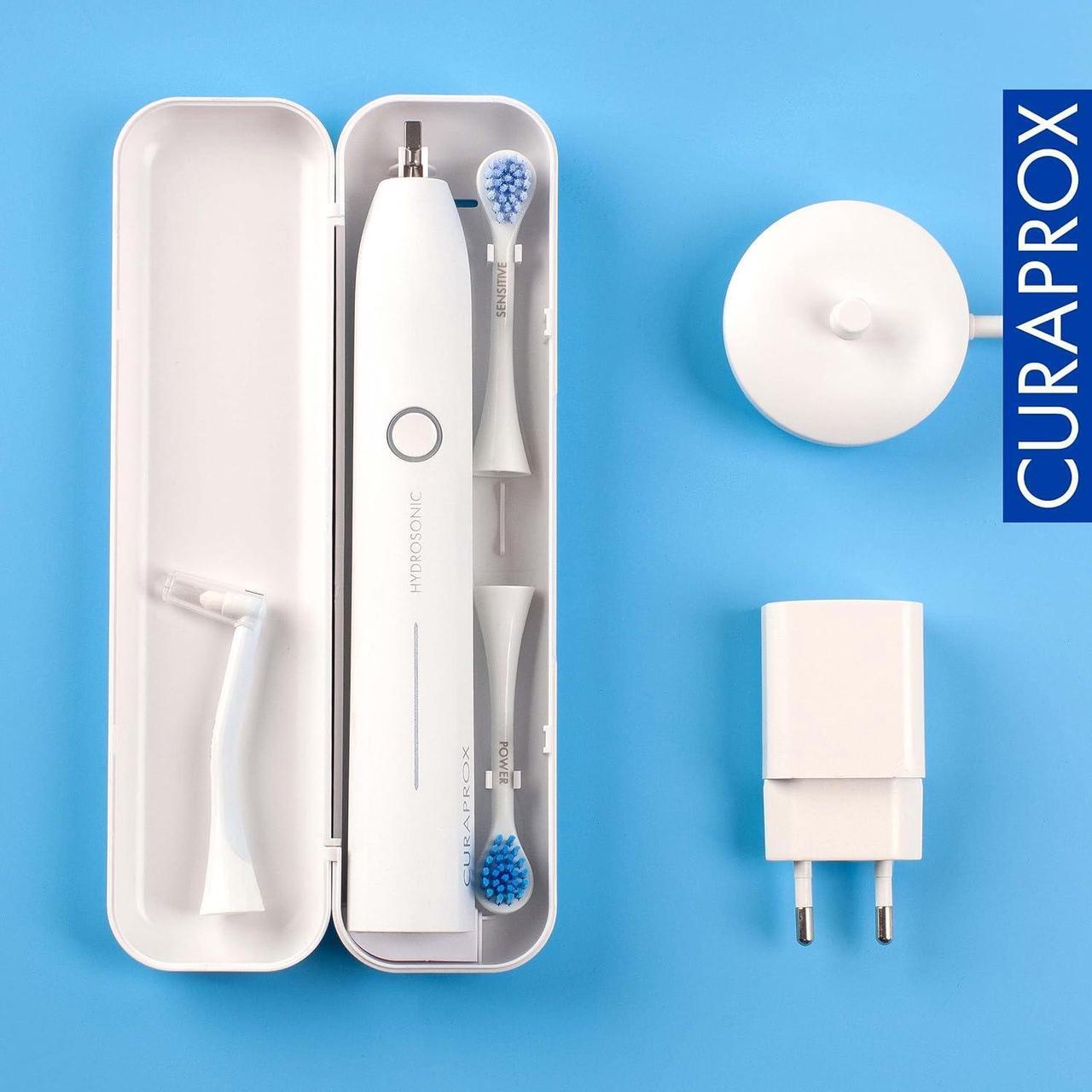 Alt view image 6 of 6 - Curaprox Electric Hydrosonic Pro Toothbrush With 3 Brush Heads, Charger, and Travel Case