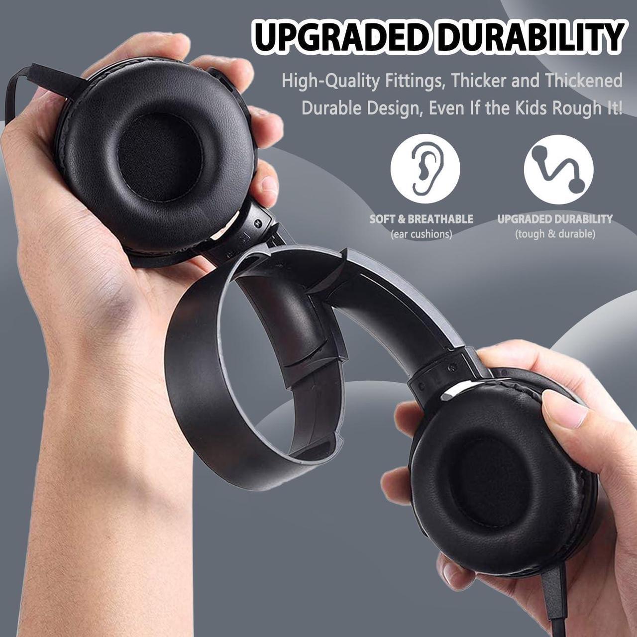 Alt view image 3 of 7 - Bulk Headphones with Microphone 10 Pack for Classroom Kids, Wholesale Heavy Duty Wire Headsets with Mic Class Set for School Students Teen Children(HY450, Black)