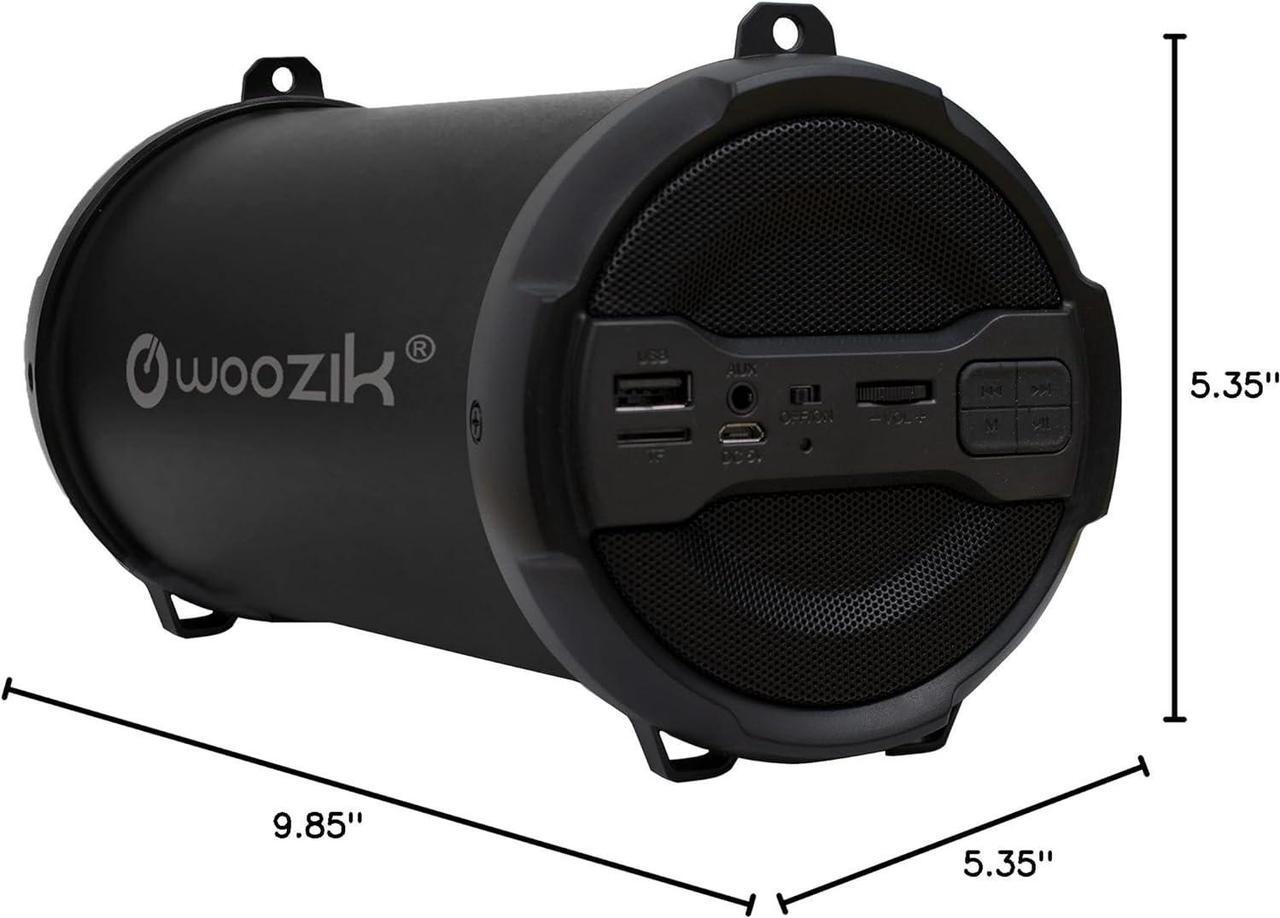 Alt view image 6 of 6 - WOOZIK Rockit Go / S213 Bluetooth Speaker, Wireless Boombox Indoor/Outdoor with FM Radio,Micro SD Card, USB, AUX 3.5mm Support, Rechargeable Battery, Strap for Travel, Great for Parties! - Black